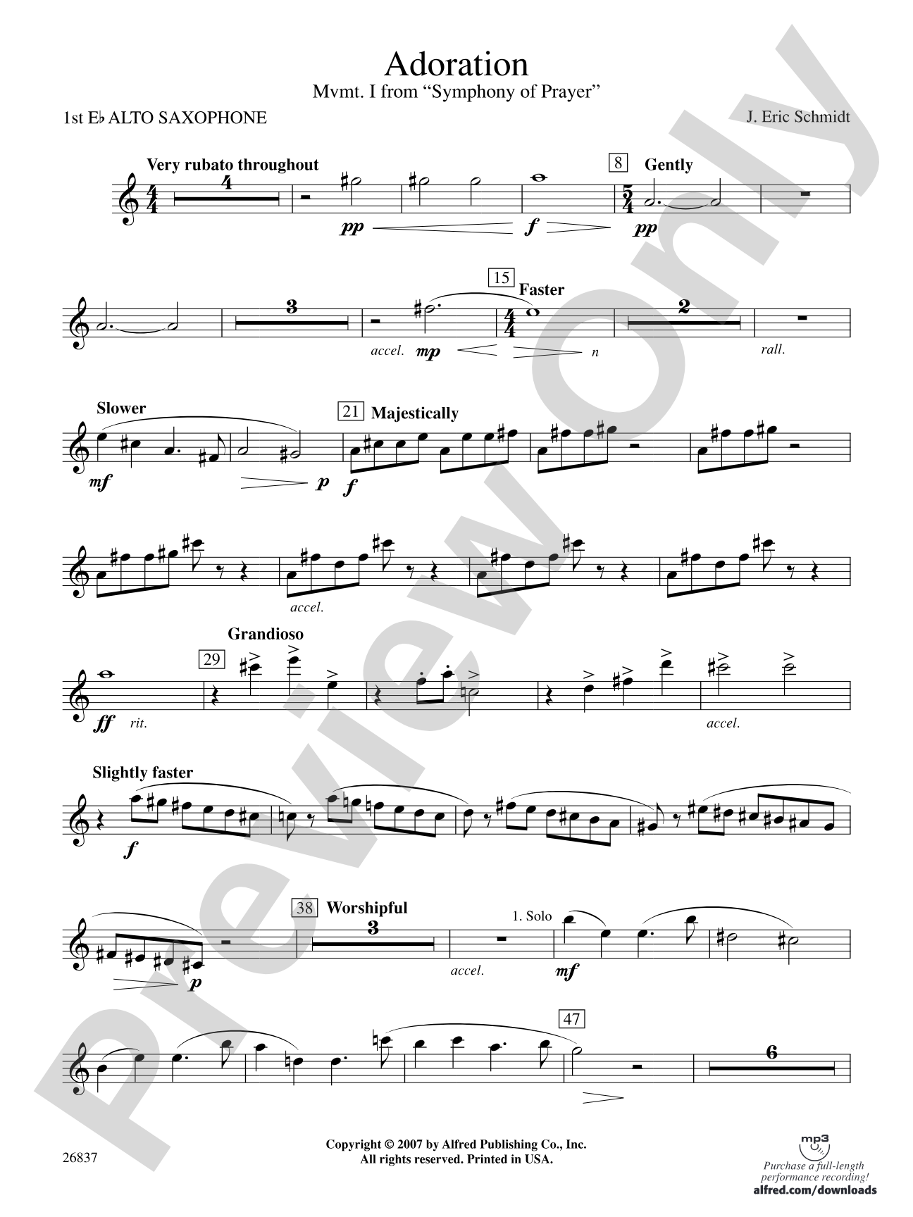 Adoration (Movement 1 from Symphony of Prayer): E-flat Alto Saxophone