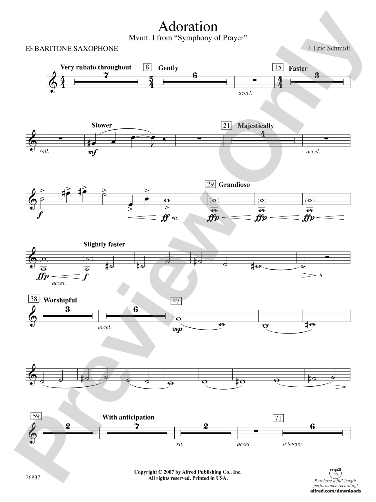 Adoration (Movement 1 from Symphony of Prayer): E-flat Baritone Saxophone