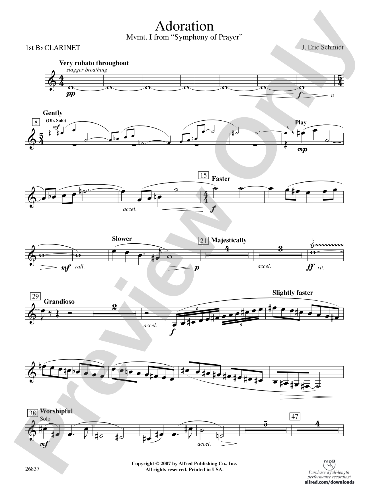 Adoration (Movement 1 from Symphony of Prayer): 1st B-flat Clarinet