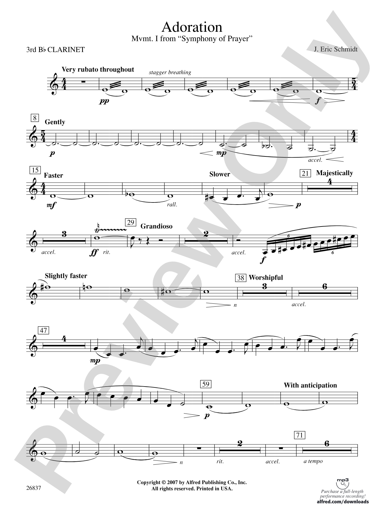 Adoration (Movement 1 from Symphony of Prayer): 3rd B-flat Clarinet