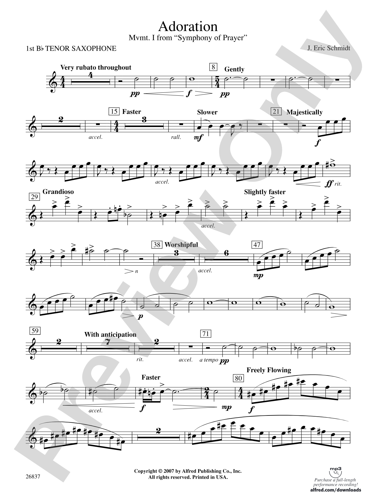 Adoration (Movement 1 from Symphony of Prayer): B-flat Tenor Saxophone