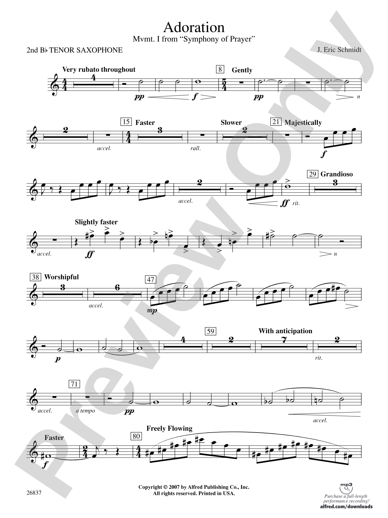 Adoration (Movement 1 from Symphony of Prayer): 2nd B-flat Tenor Saxophone