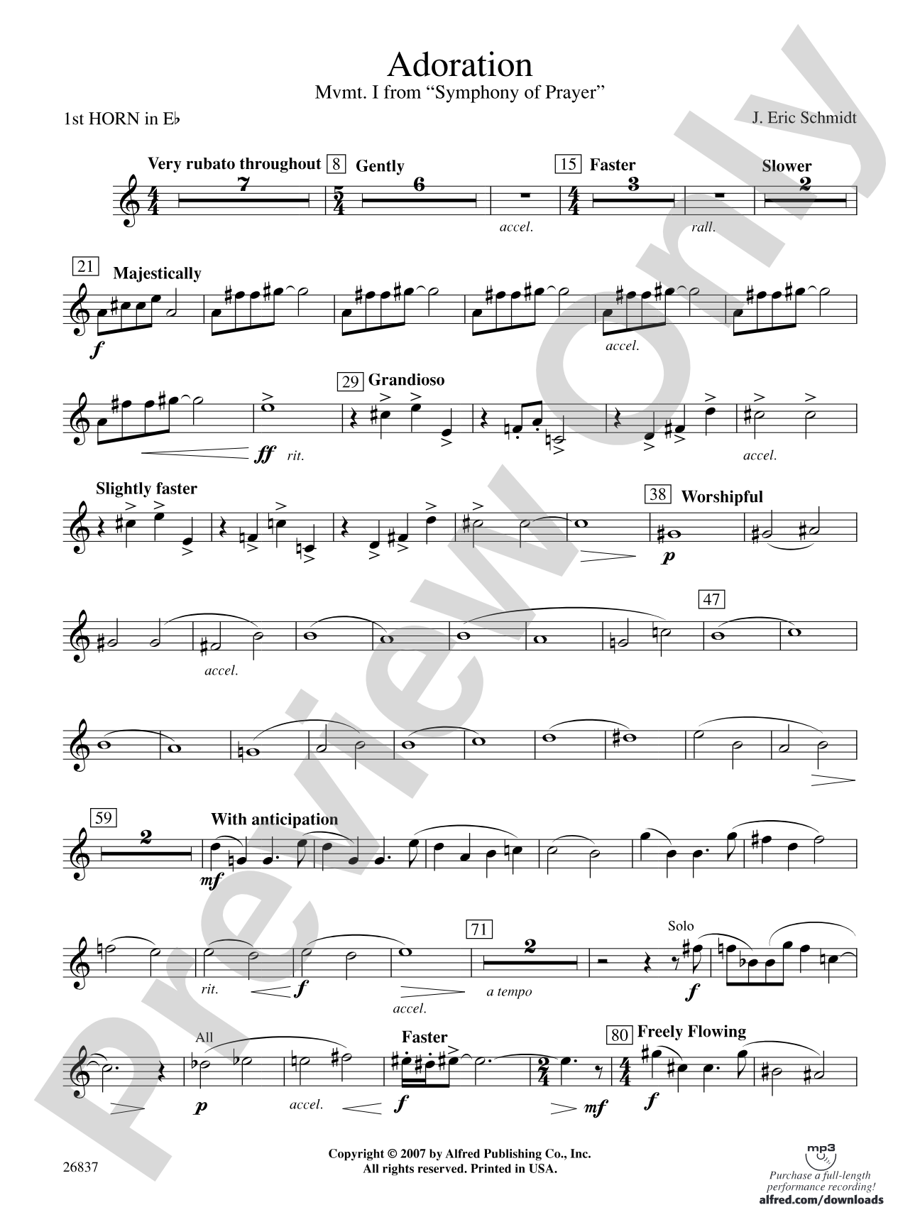 Adoration (Movement 1 from Symphony of Prayer): (wp) 1st Horn in E-flat