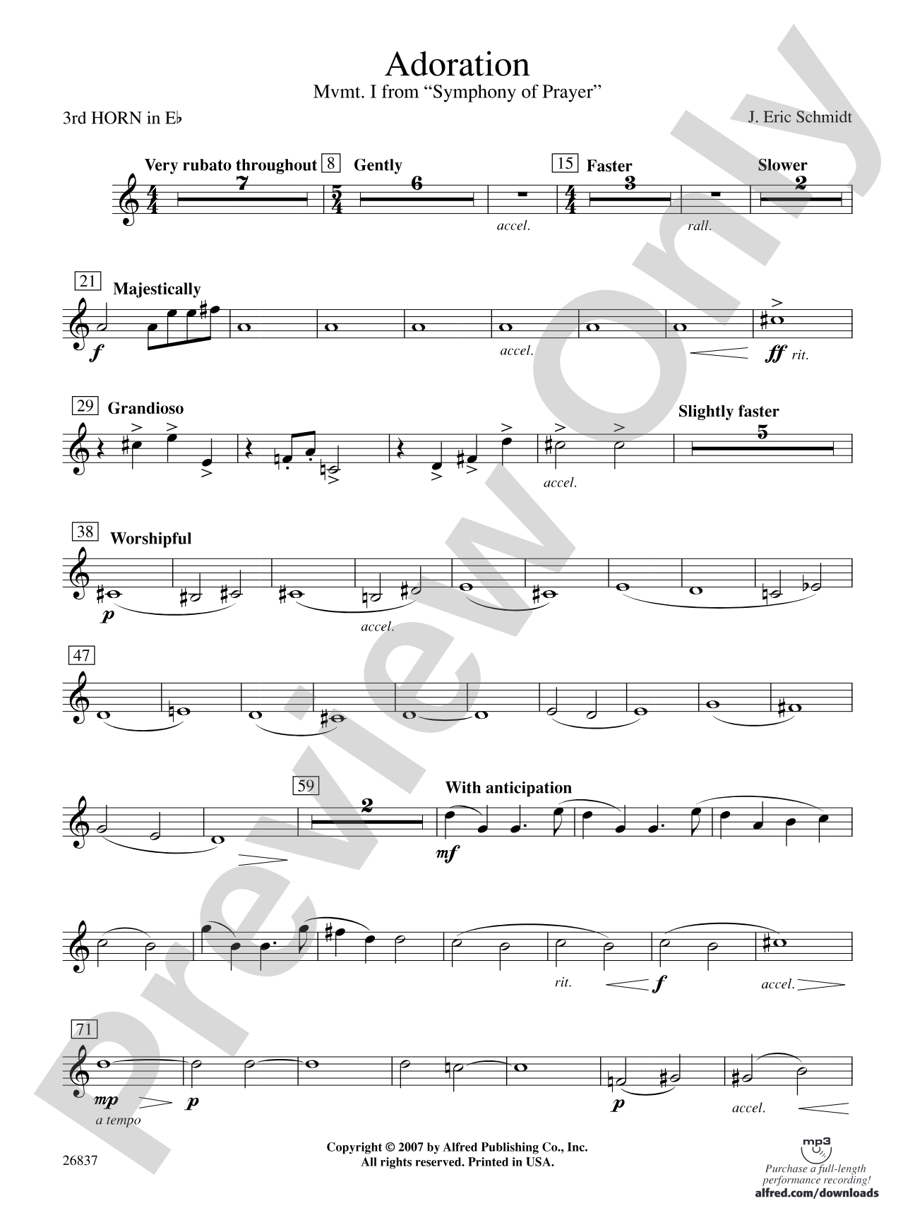 Adoration (Movement 1 from Symphony of Prayer): (wp) 3rd Horn in E-flat