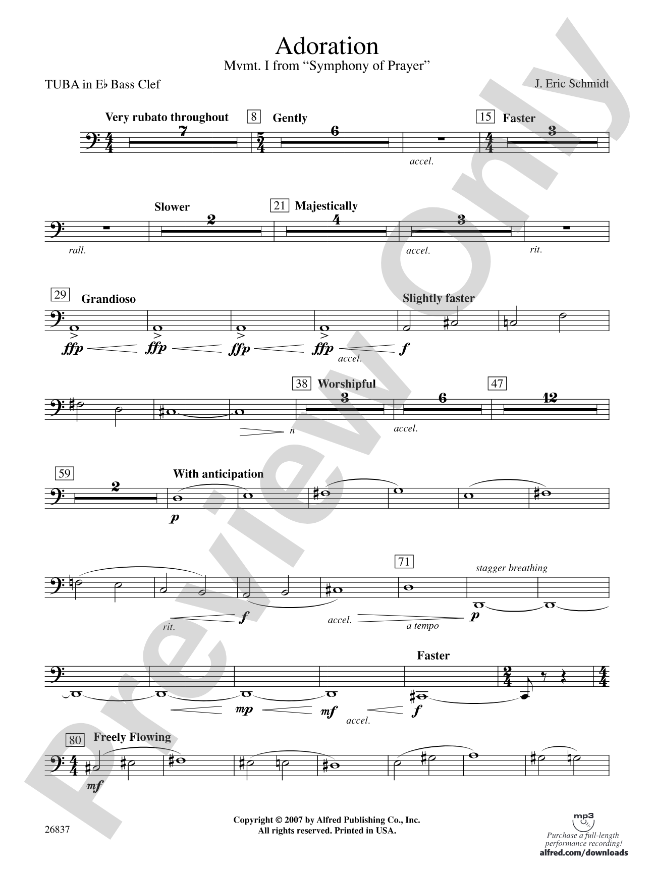 Adoration (Movement 1 from Symphony of Prayer): (wp) E-flat Tuba B.C.