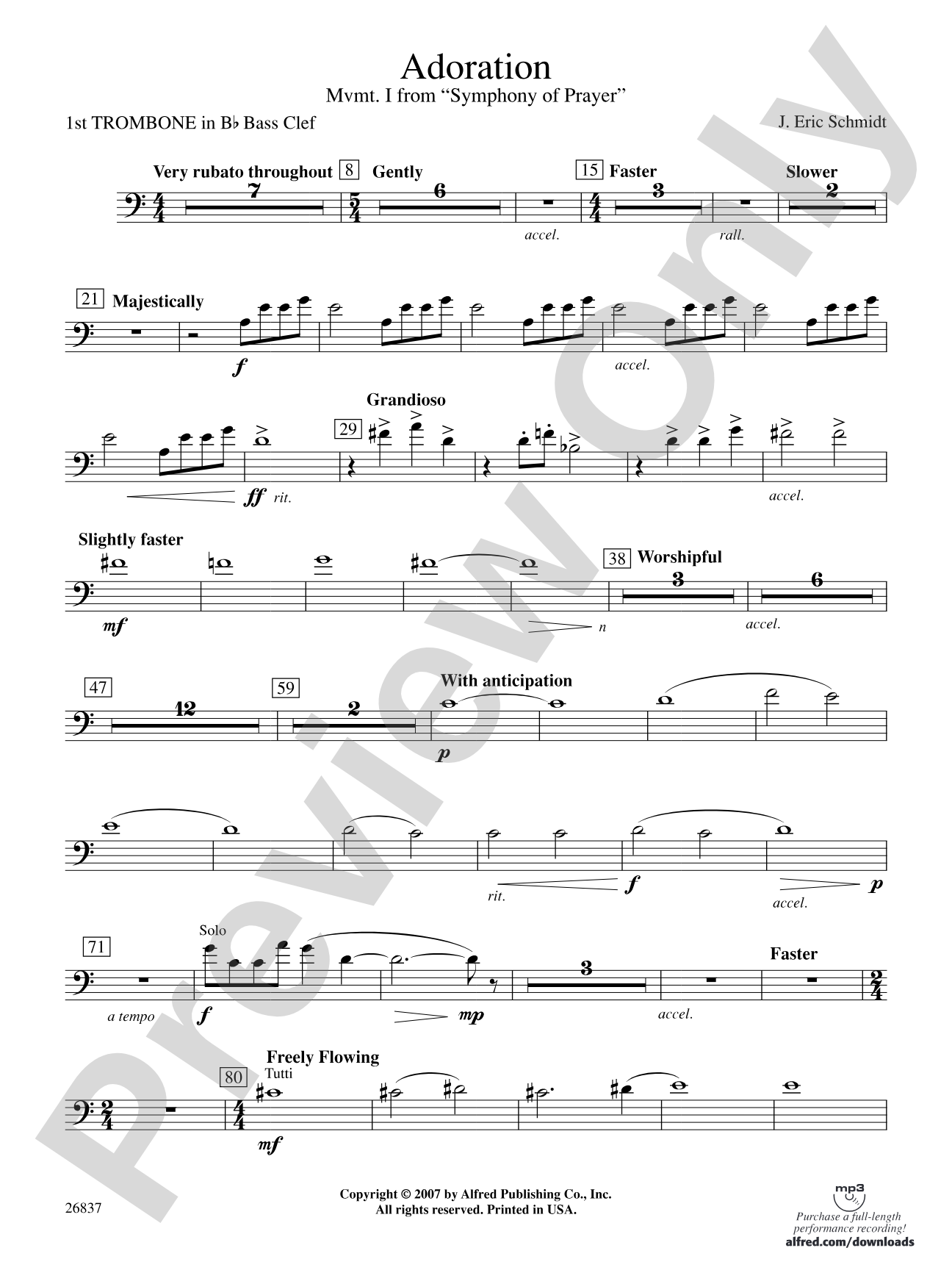 Adoration (Movement 1 from Symphony of Prayer): (wp) 1st B-flat Trombone B.C.