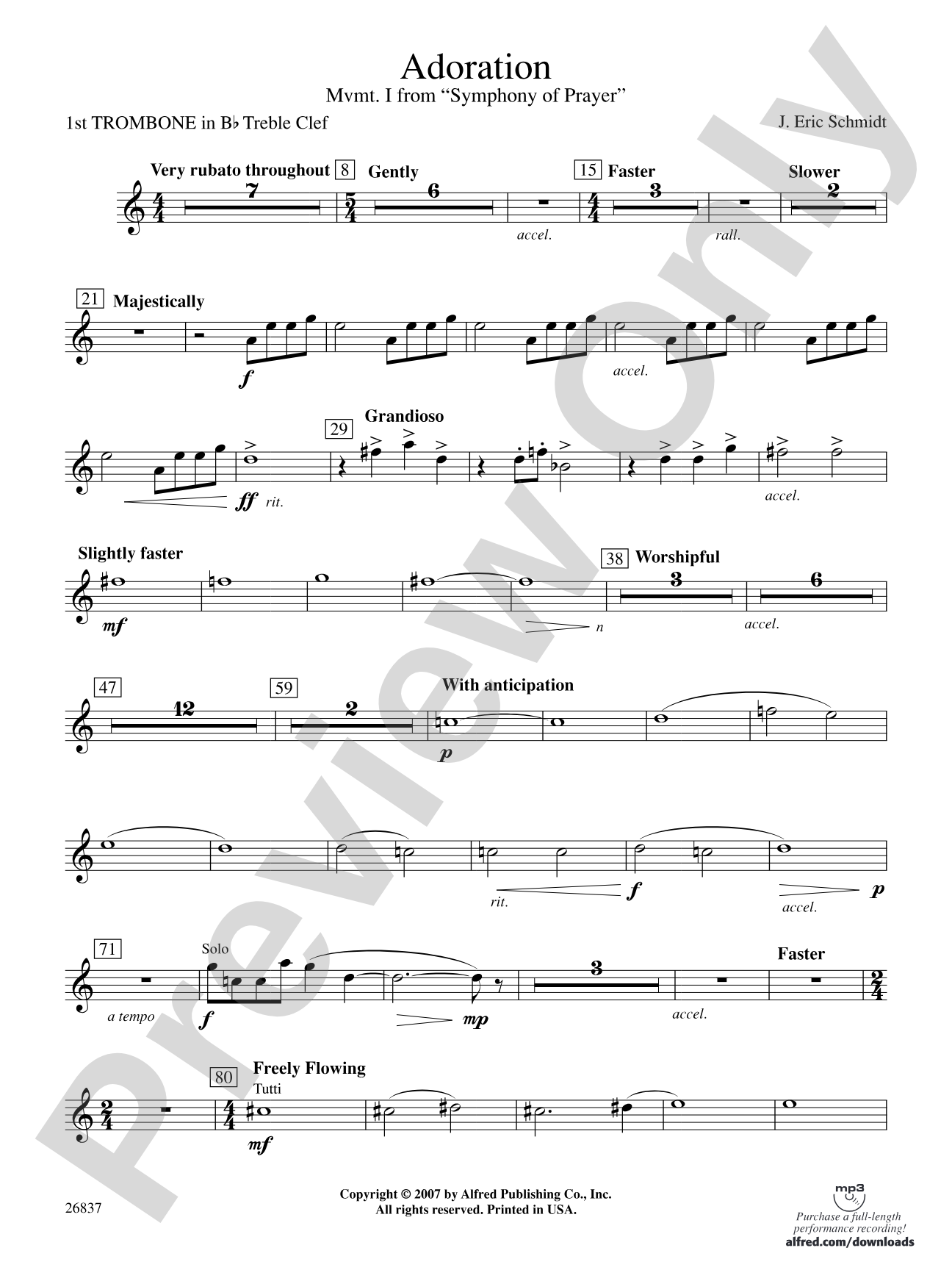 Adoration (Movement 1 from Symphony of Prayer): (wp) 1st B-flat Trombone T.C.