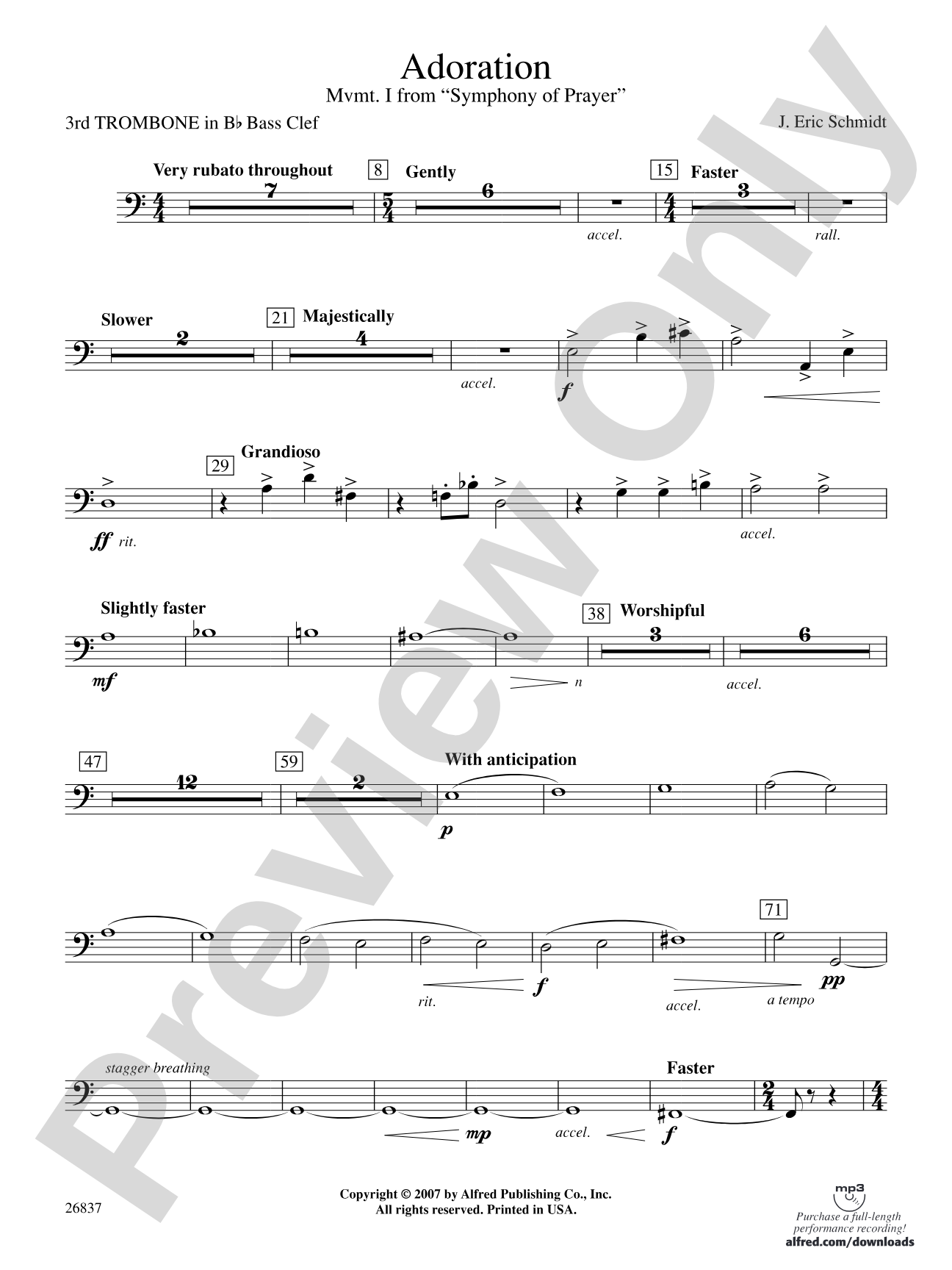 Adoration (Movement 1 from Symphony of Prayer): (wp) 3rd B-flat Trombone B.C.