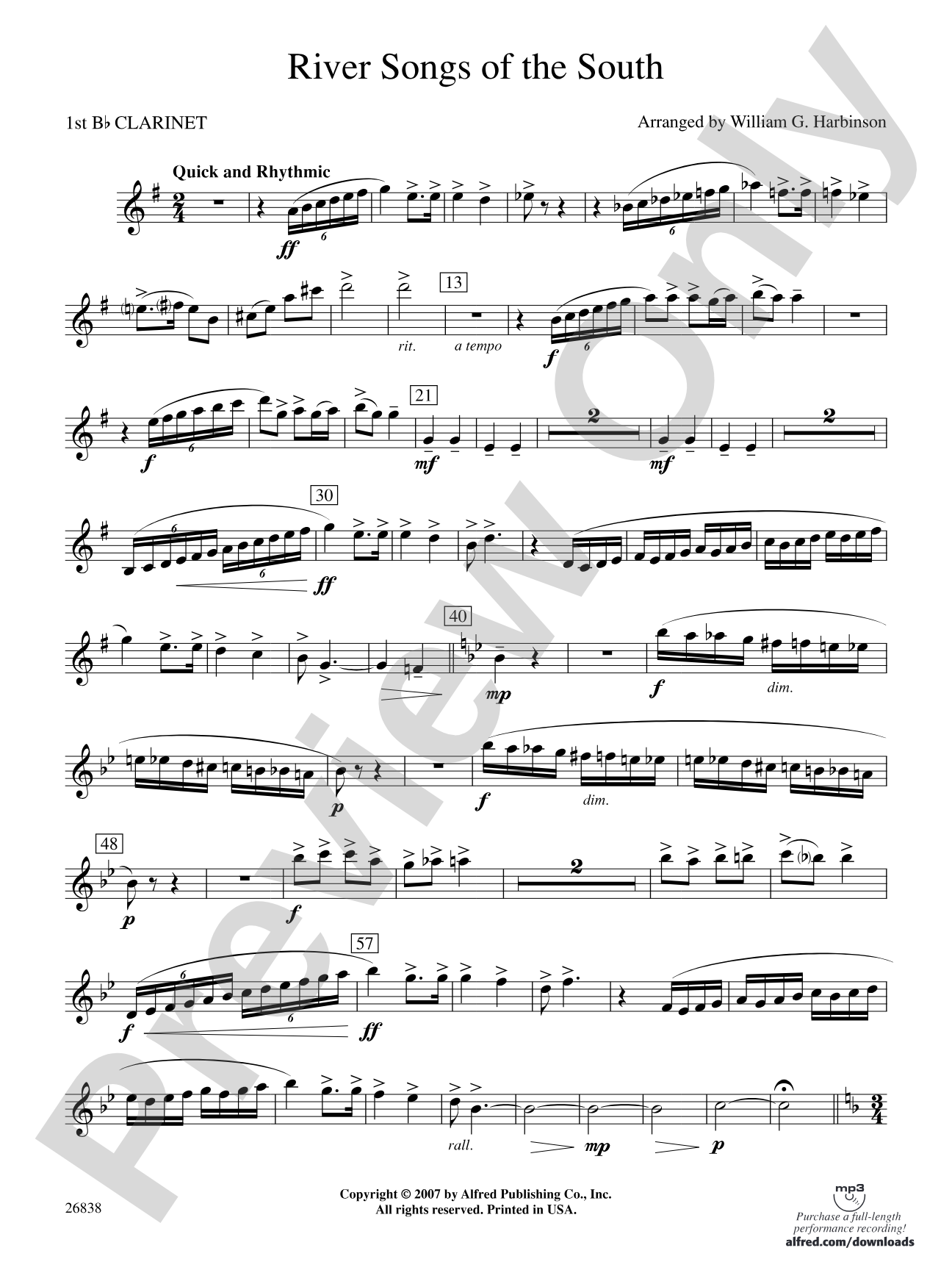 River Songs of the South: 1st B-flat Clarinet