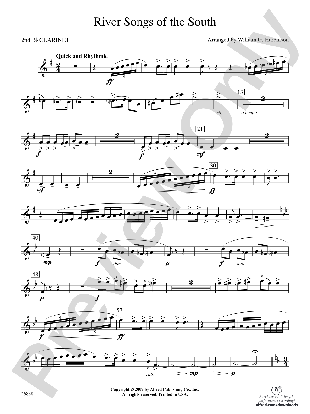 River Songs of the South: 2nd B-flat Clarinet