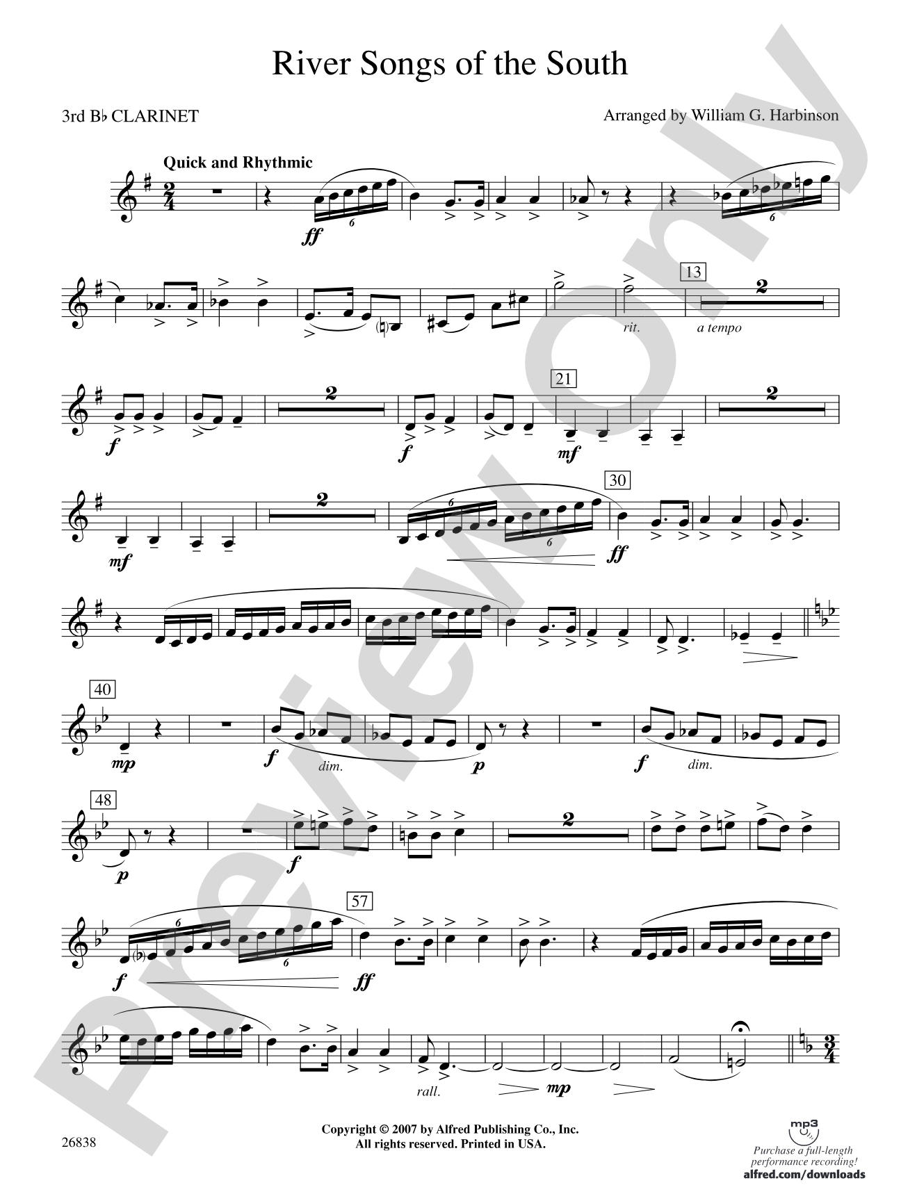 River Songs of the South: 3rd B-flat Clarinet