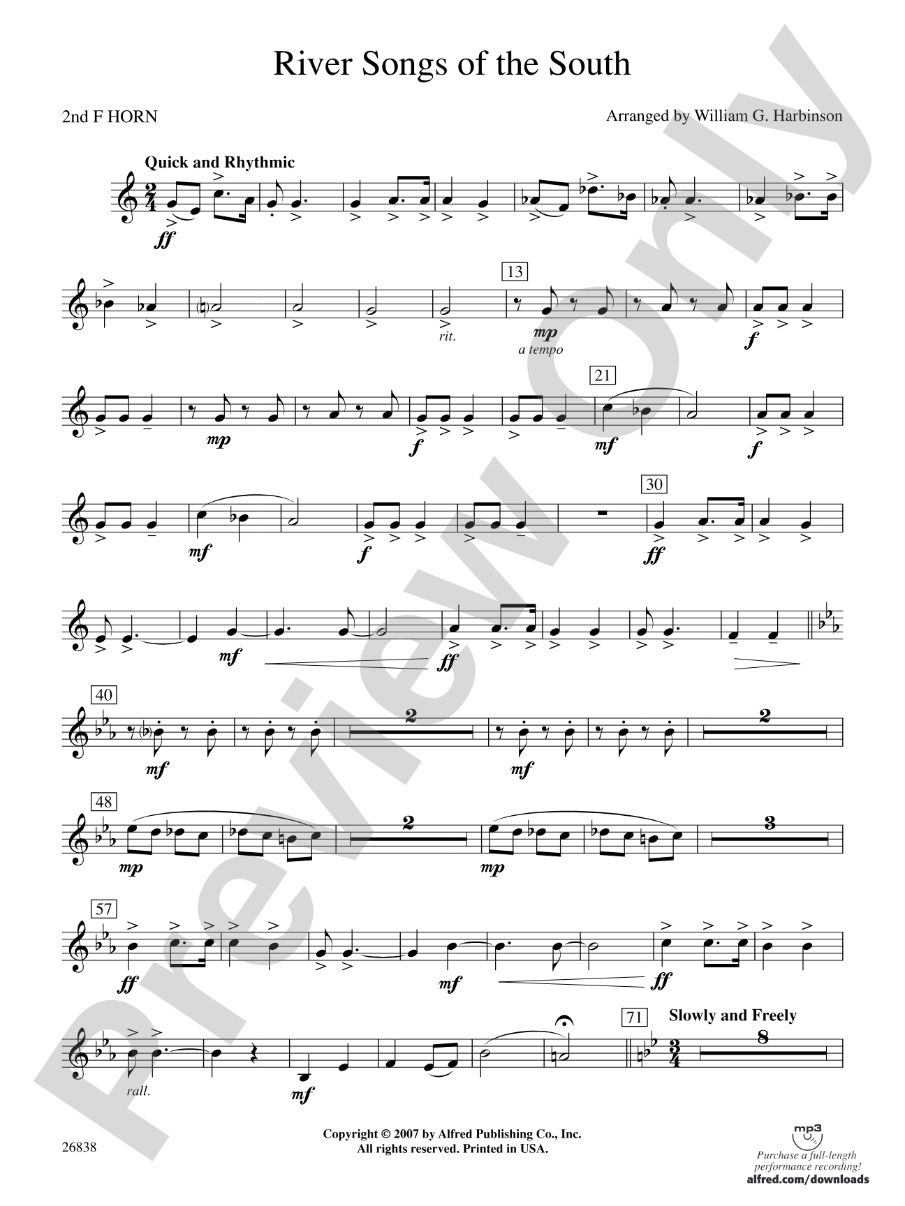 River Songs of the South: 2nd F Horn