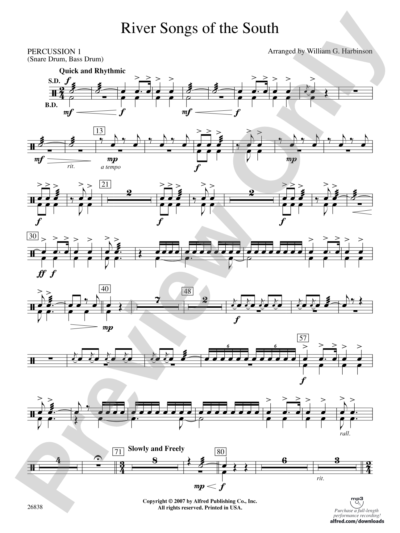 River Songs of the South: 1st Percussion