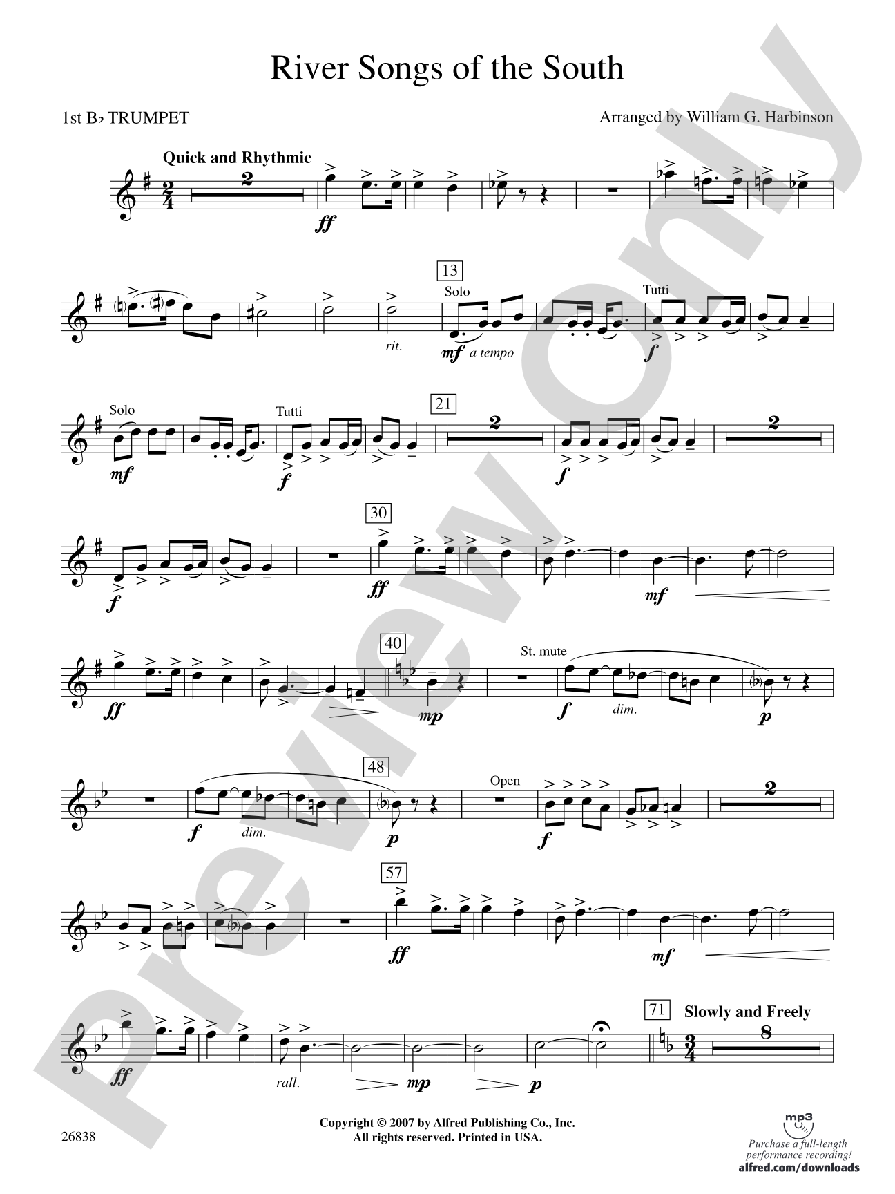 River Songs of the South: 1st B-flat Trumpet