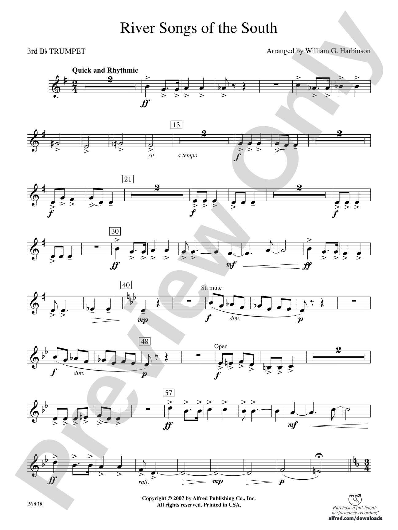 River Songs of the South: 3rd B-flat Trumpet