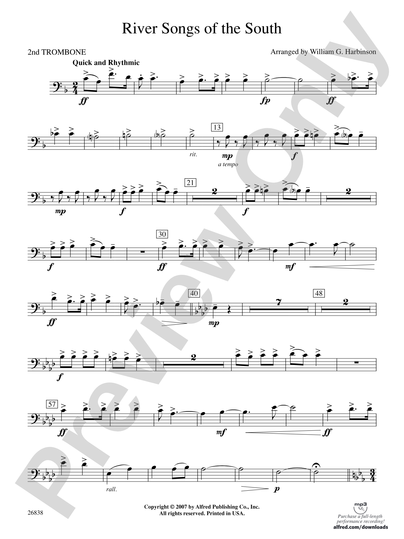 River Songs of the South: 2nd Trombone