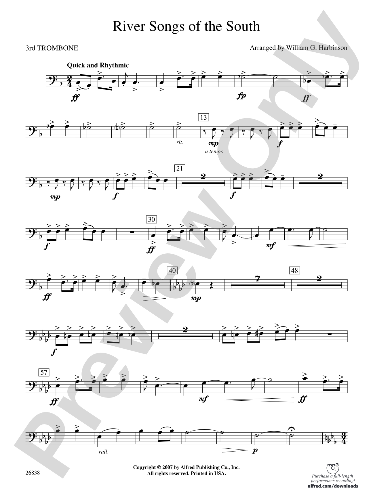 River Songs of the South: 3rd Trombone