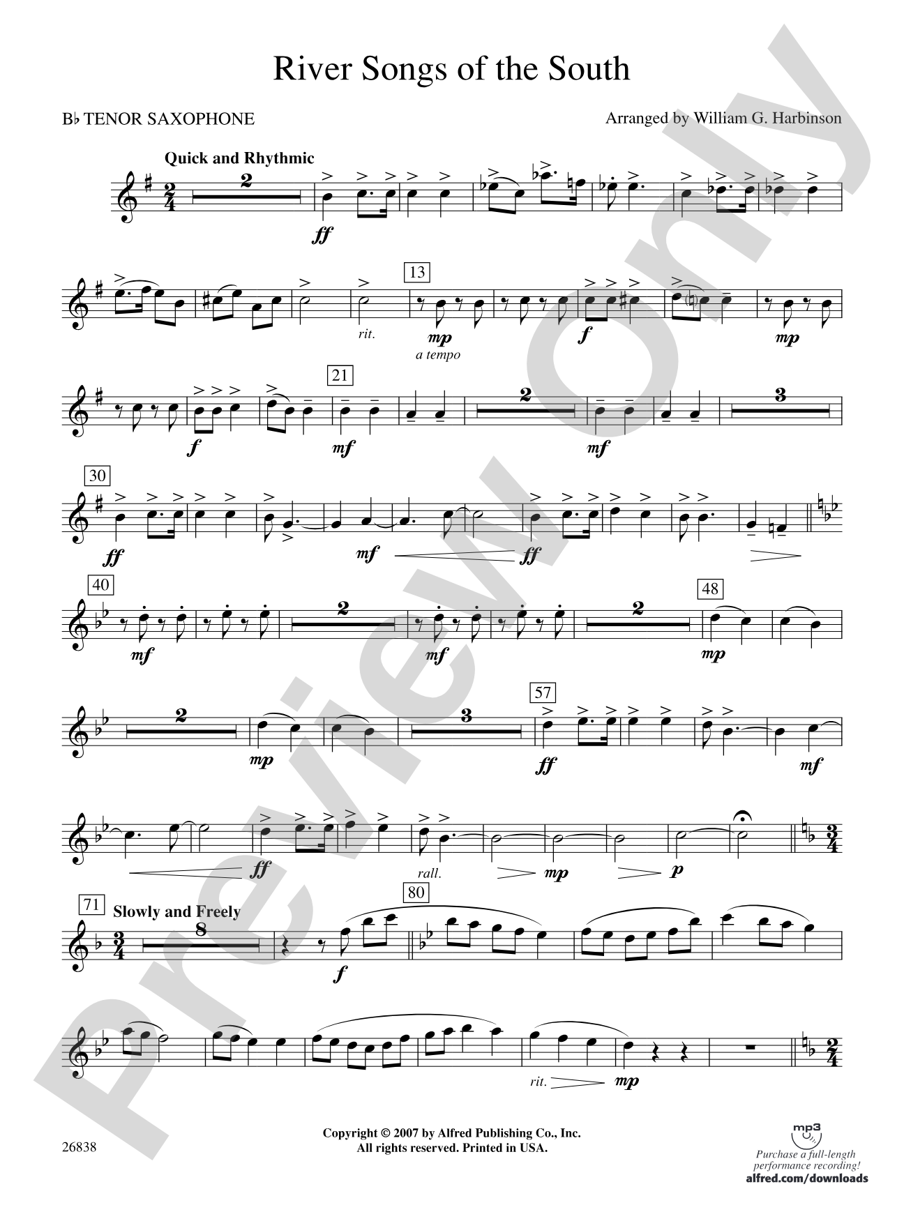 River Songs of the South: B-flat Tenor Saxophone