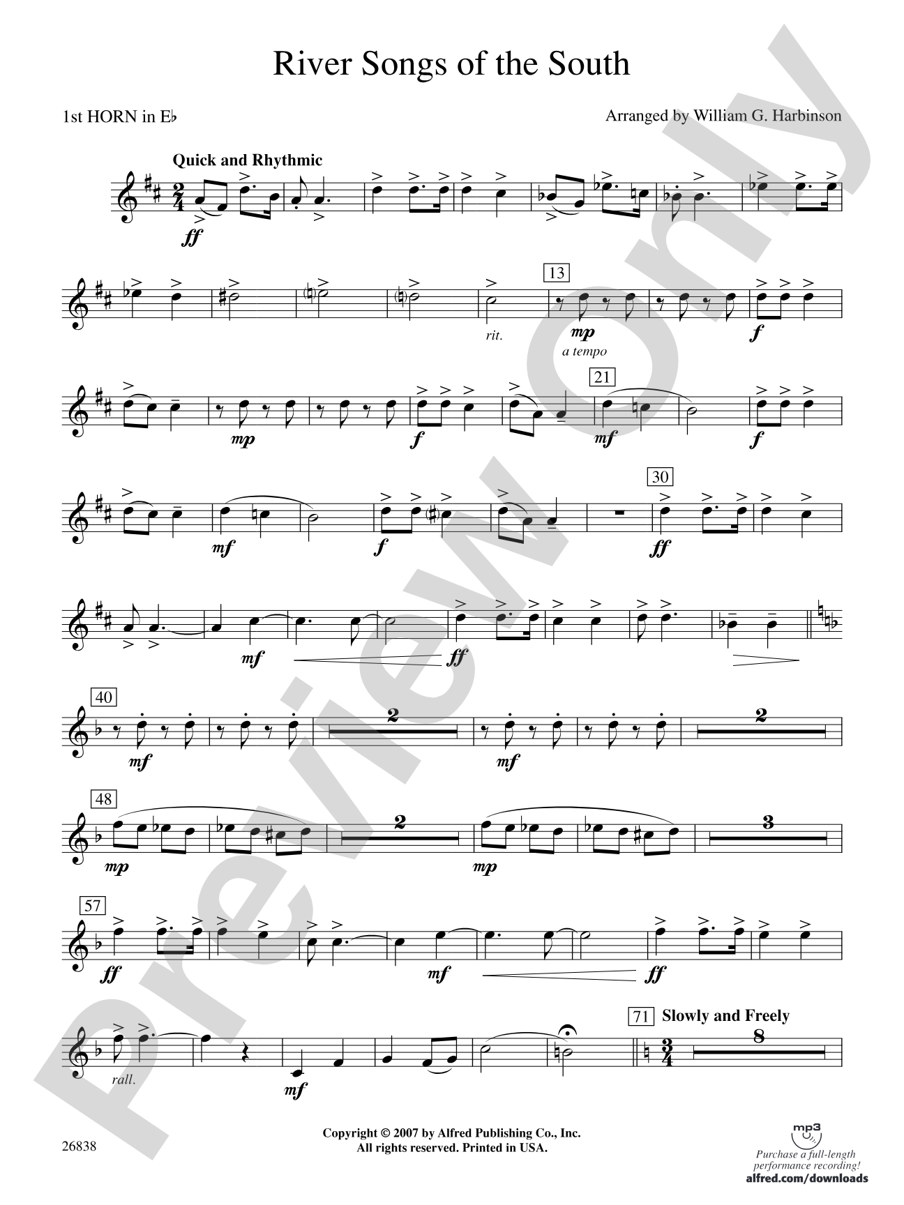 River Songs of the South: (wp) 1st Horn in E-flat