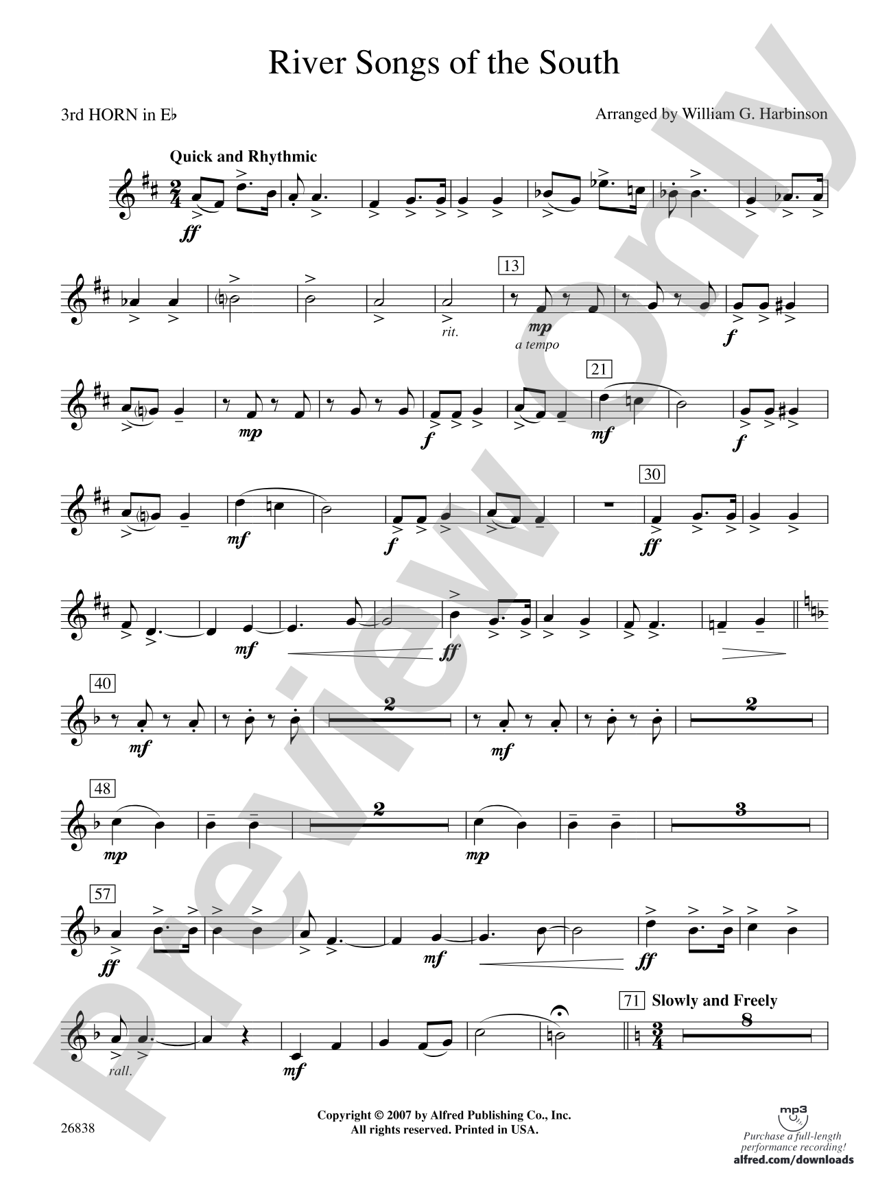 River Songs of the South: (wp) 3rd Horn in E-flat