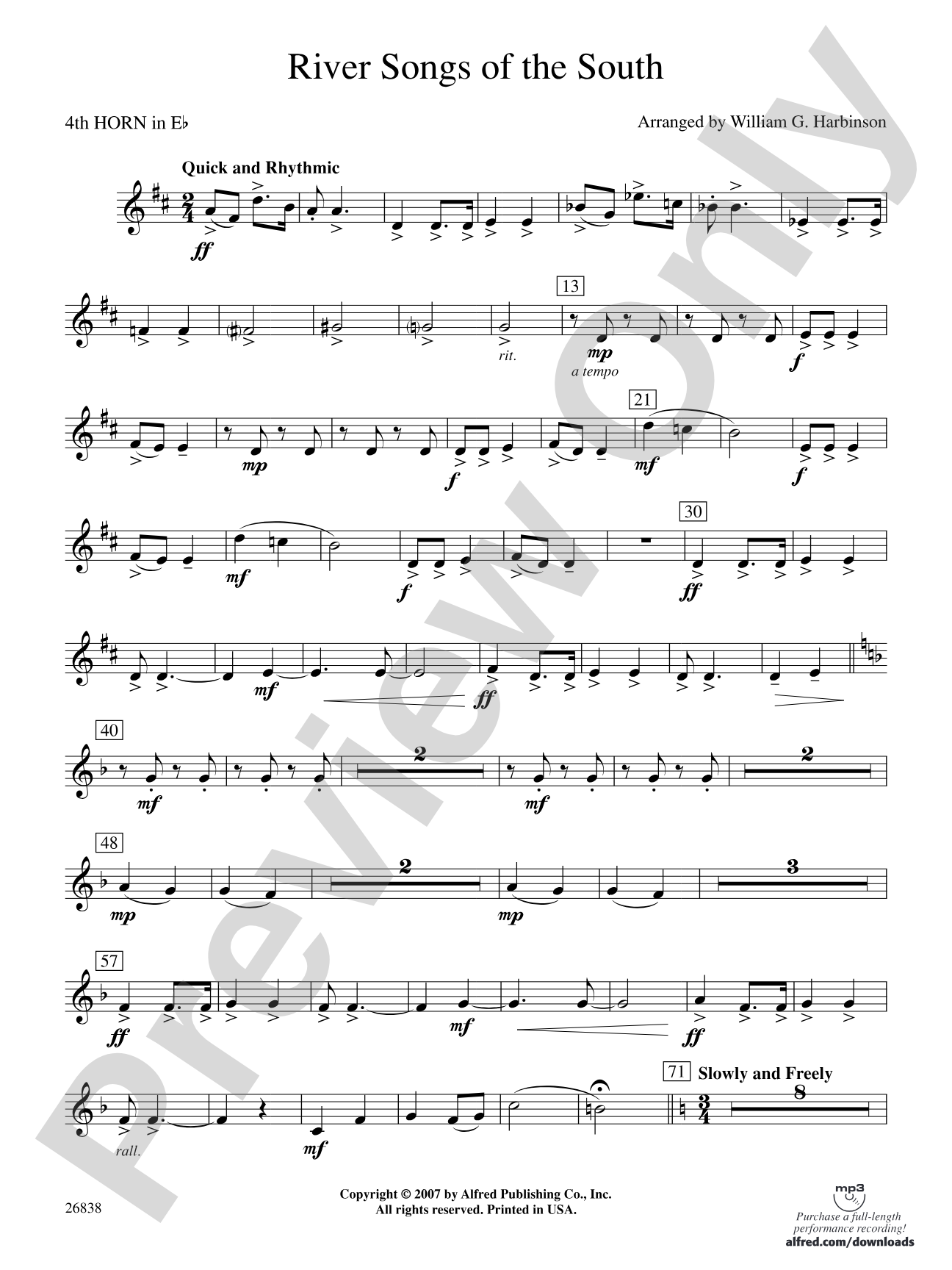 River Songs of the South: (wp) 4th Horn in E-flat
