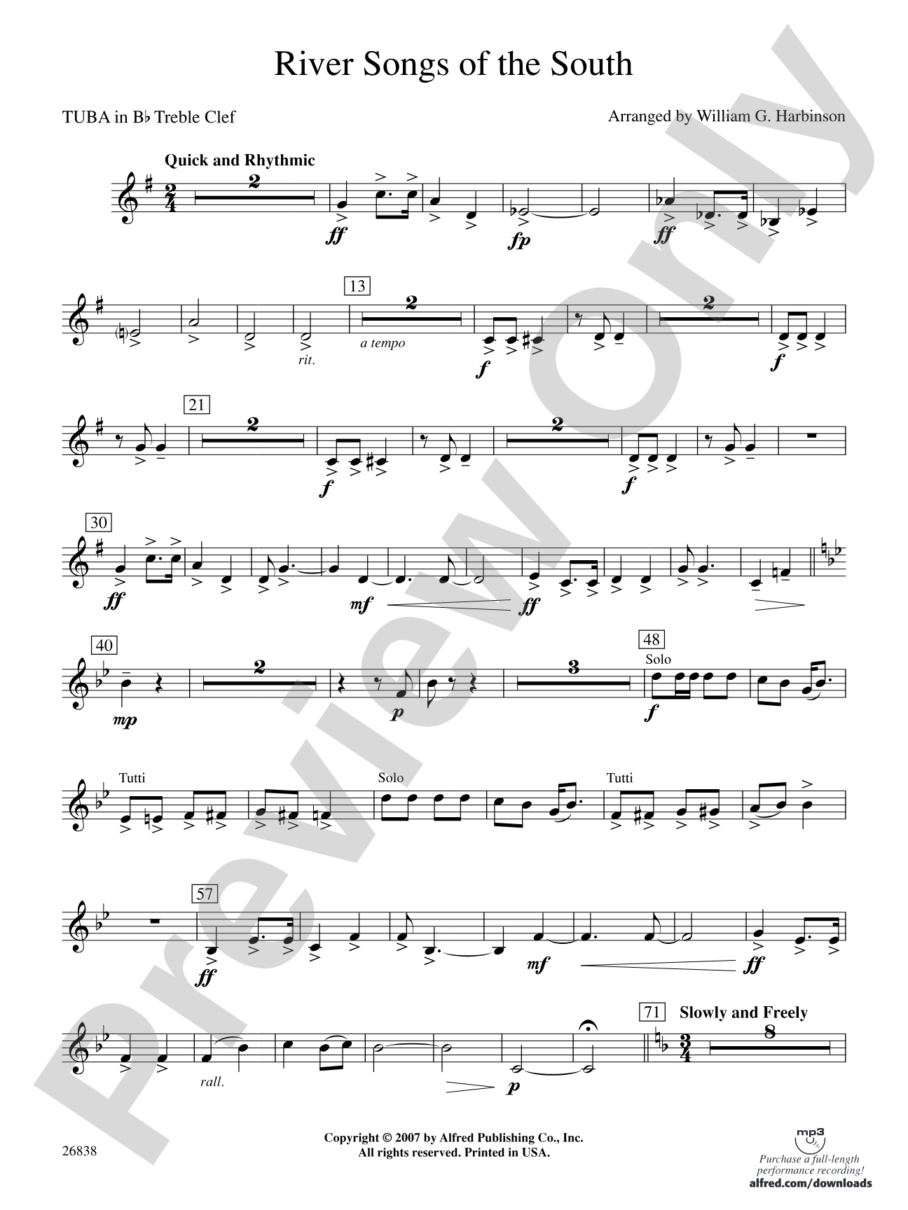 River Songs of the South: (wp) B-flat Tuba T.C.