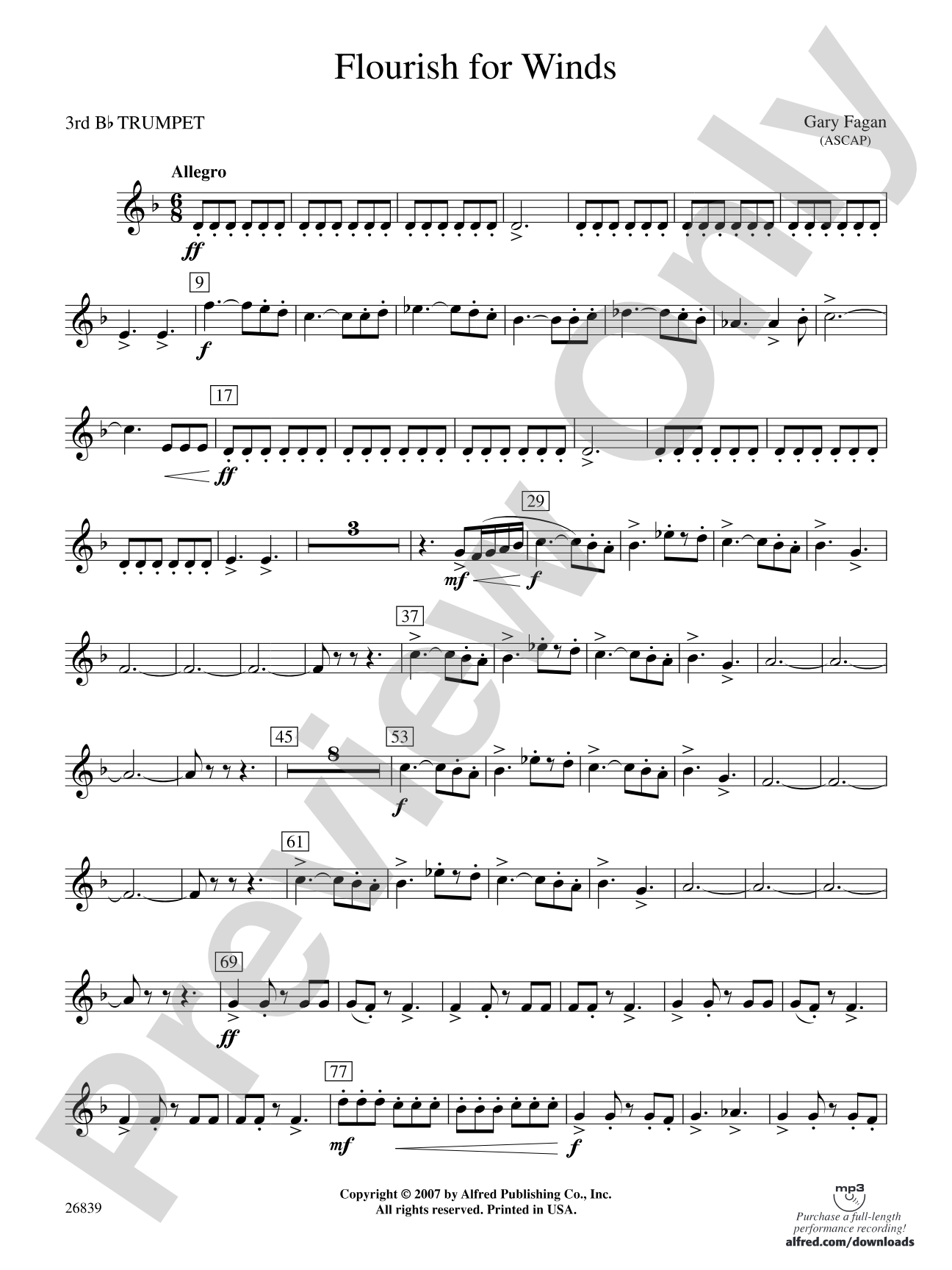 Flourish for Winds: 3rd B-flat Trumpet