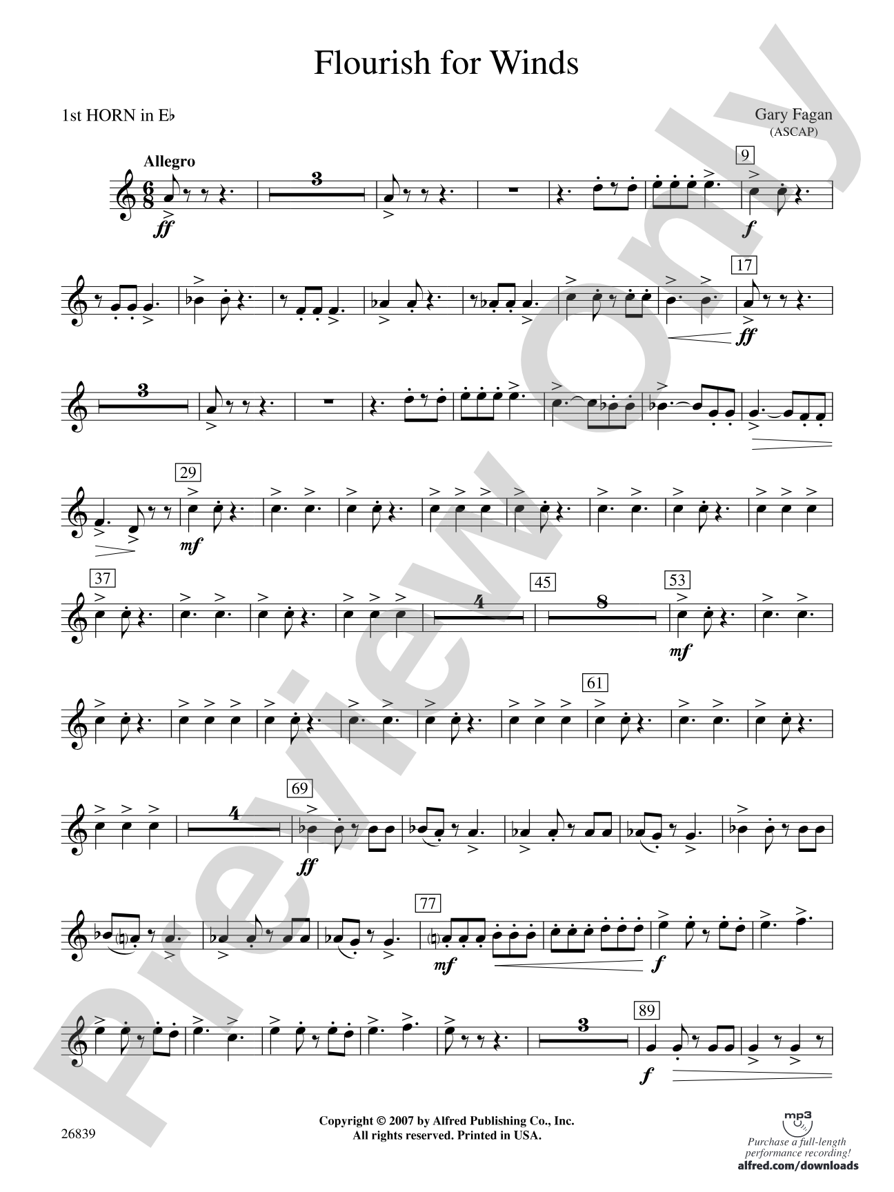 Flourish for Winds: (wp) 1st Horn in E-flat