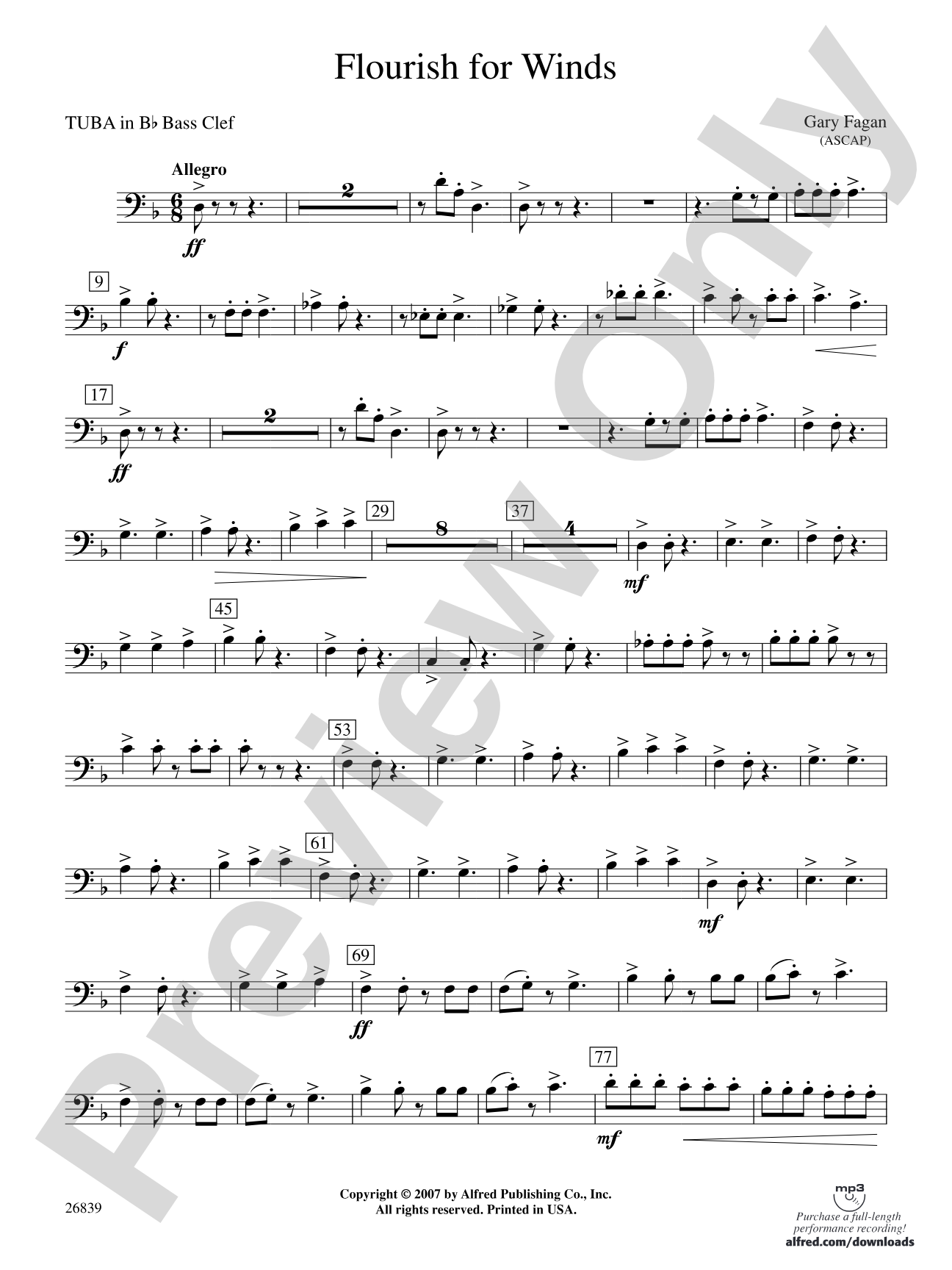 Flourish for Winds: (wp) B-flat Tuba B.C.