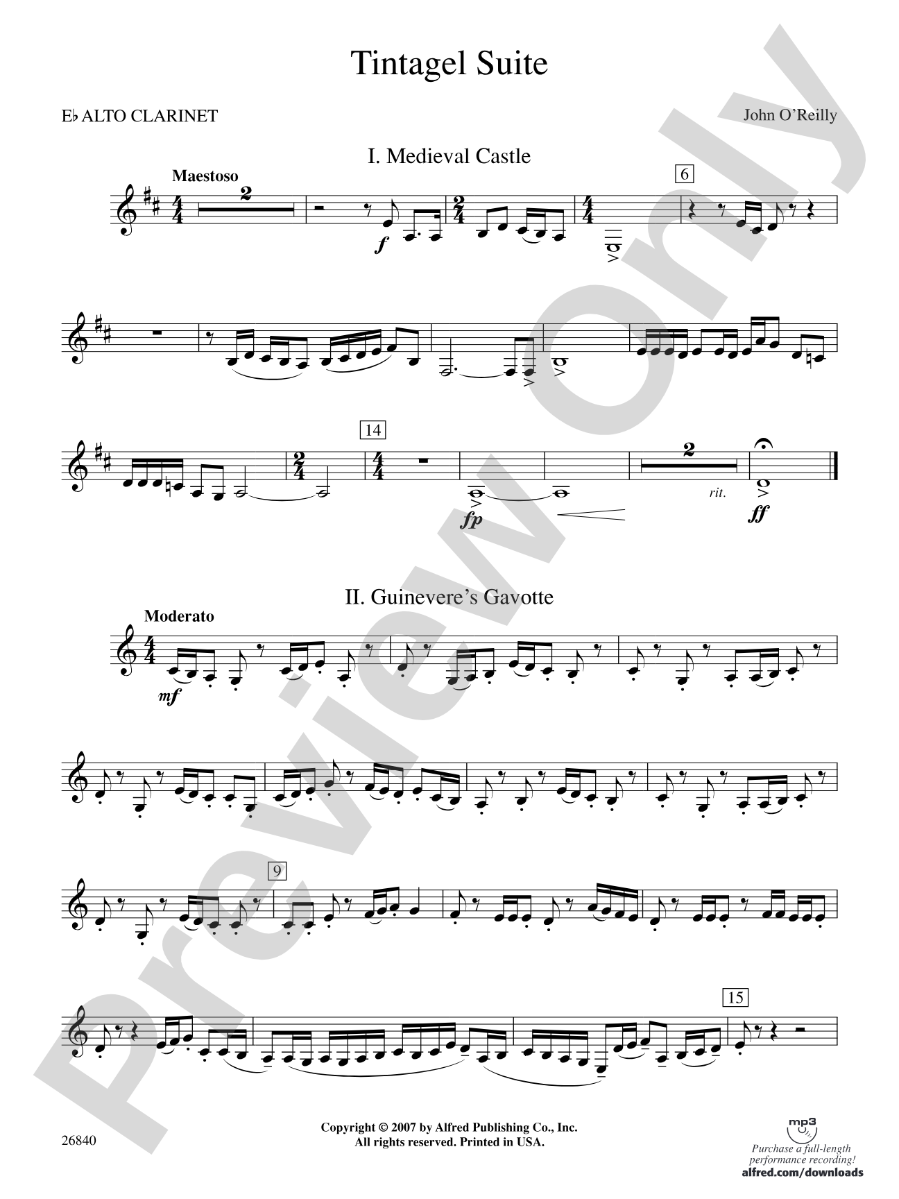Tintagel Suite: E-flat Alto Clarinet
