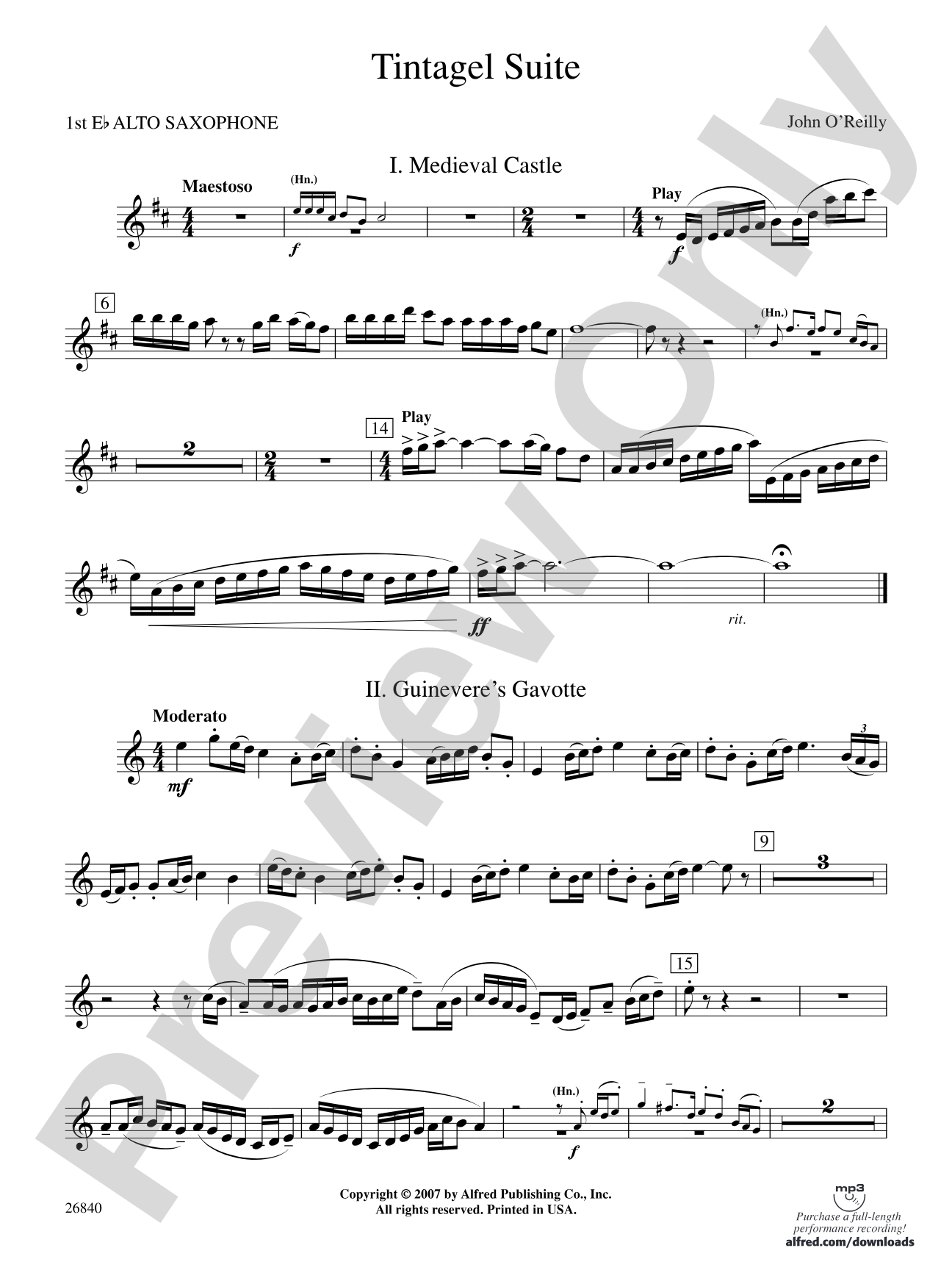 Tintagel Suite: E-flat Alto Saxophone