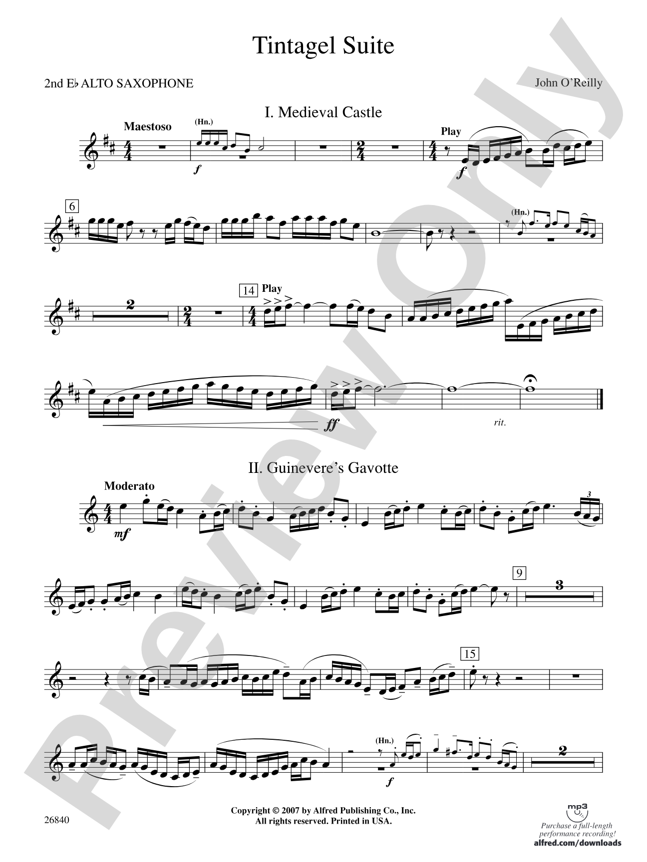 Tintagel Suite: 2nd E-flat Alto Saxophone