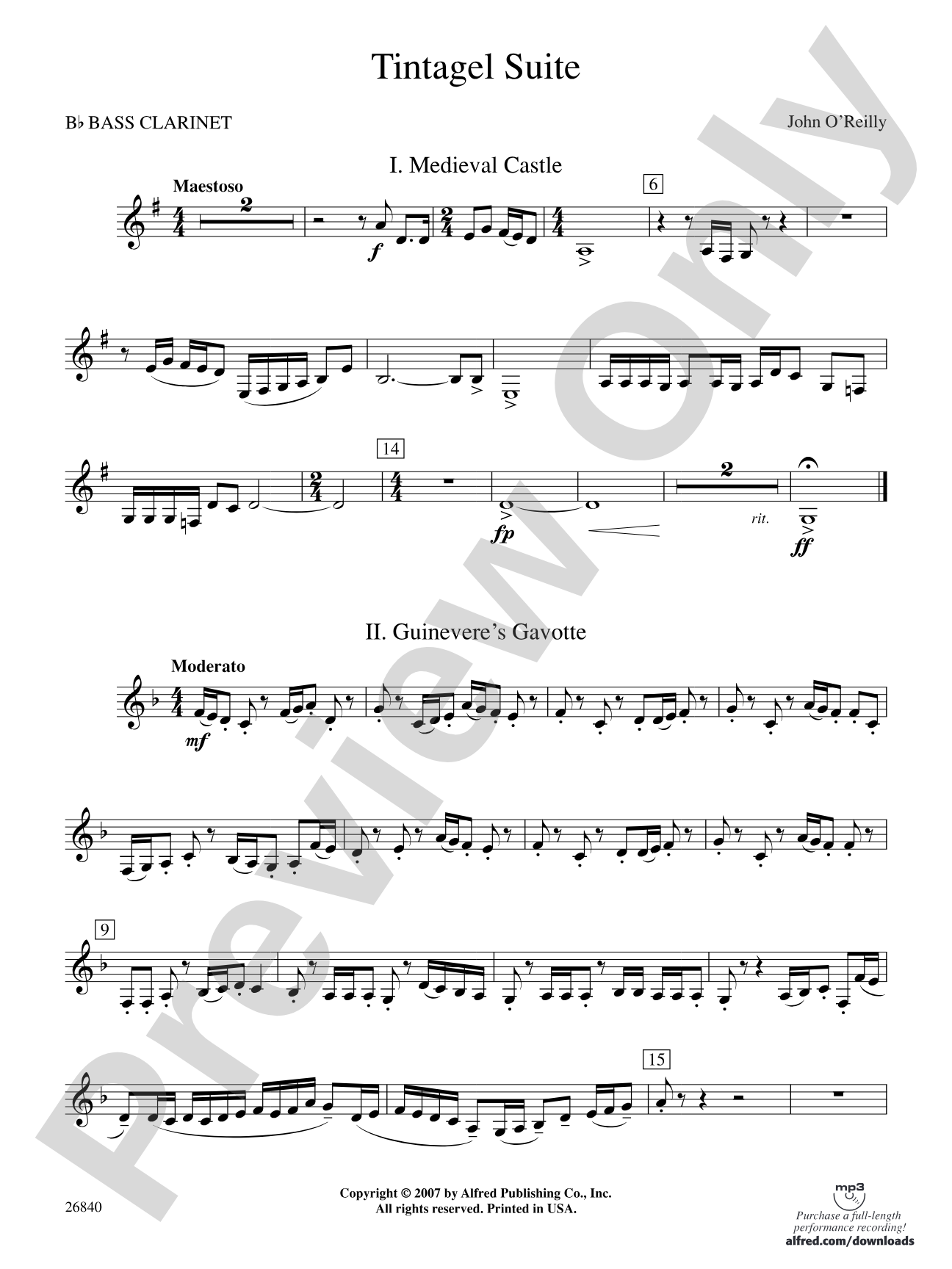 Tintagel Suite: B-flat Bass Clarinet