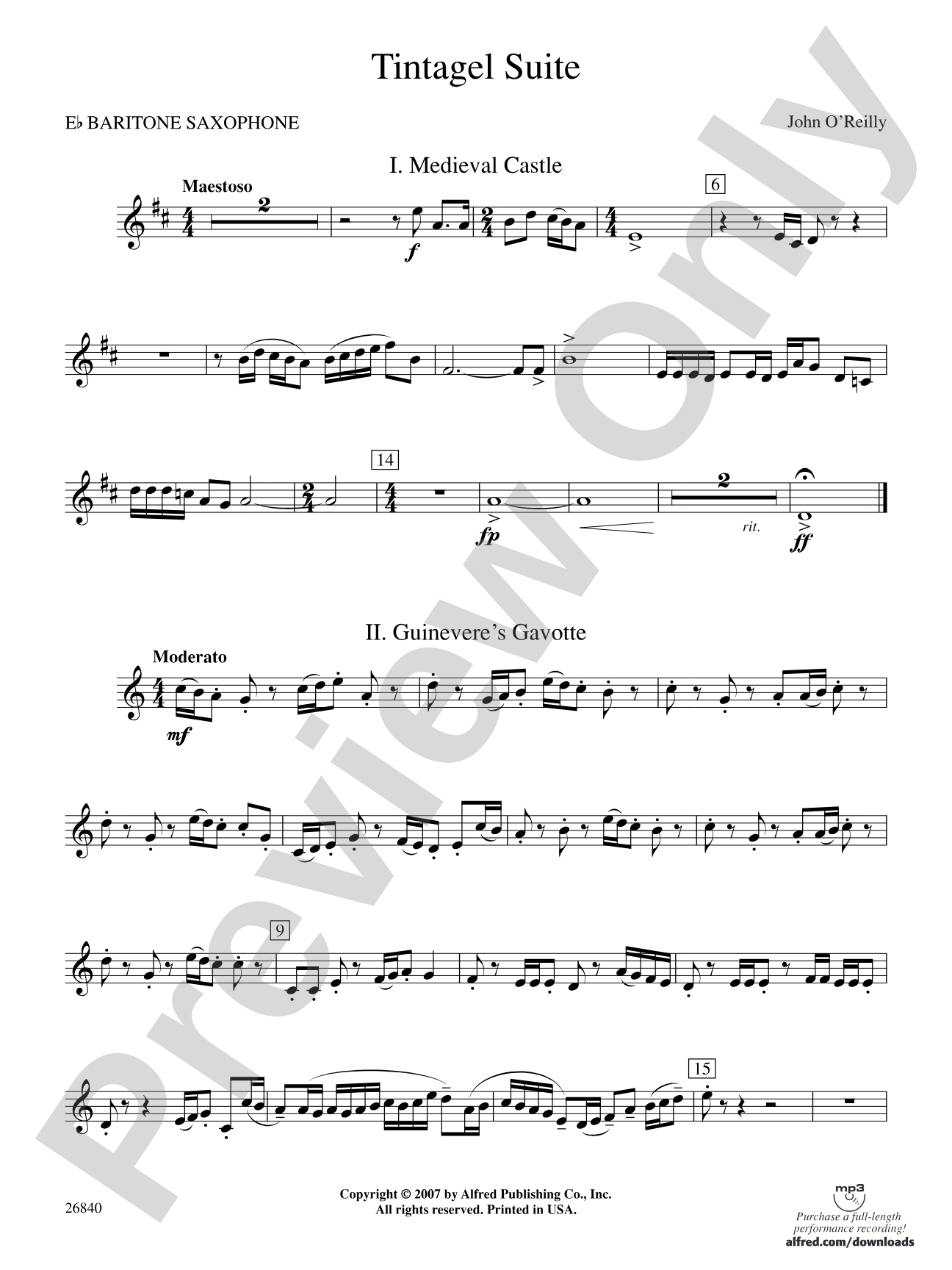 Tintagel Suite: E-flat Baritone Saxophone