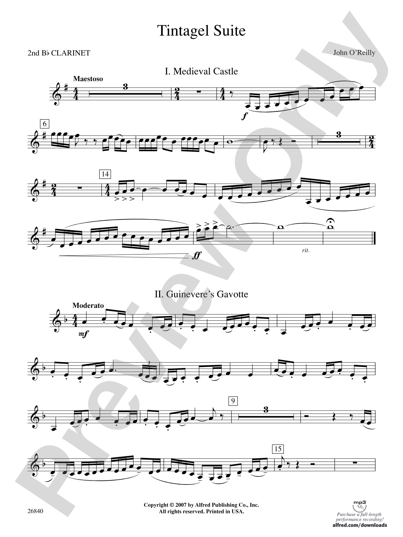 Tintagel Suite: 2nd B-flat Clarinet
