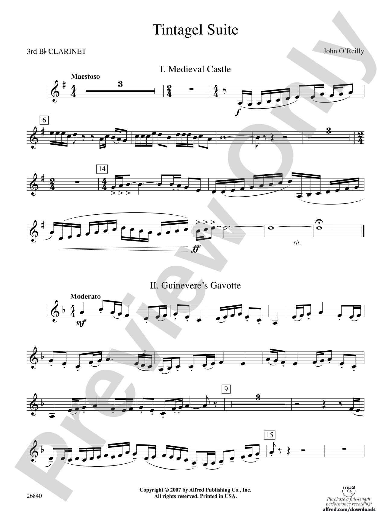 Tintagel Suite: 3rd B-flat Clarinet