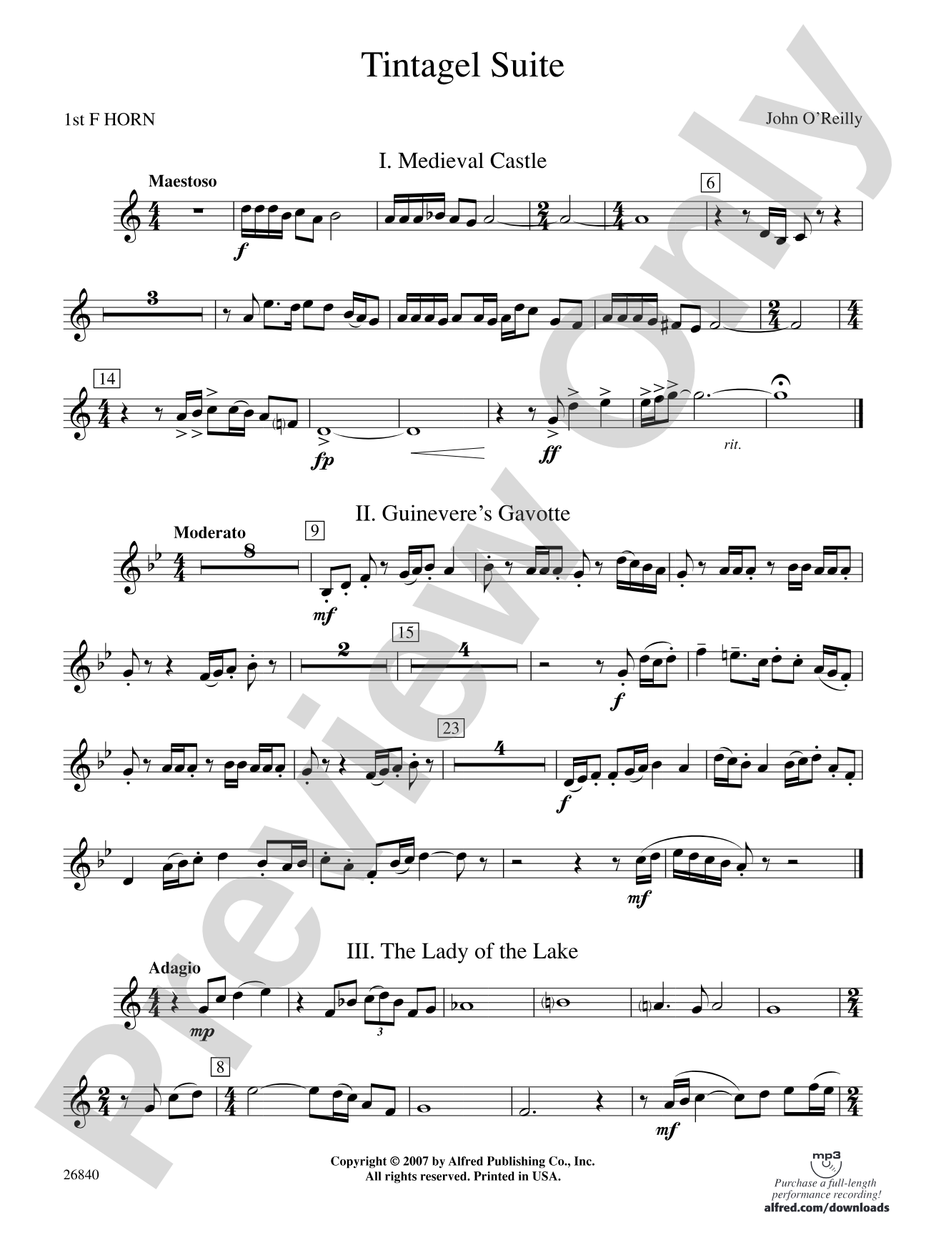 Tintagel Suite: 1st F Horn