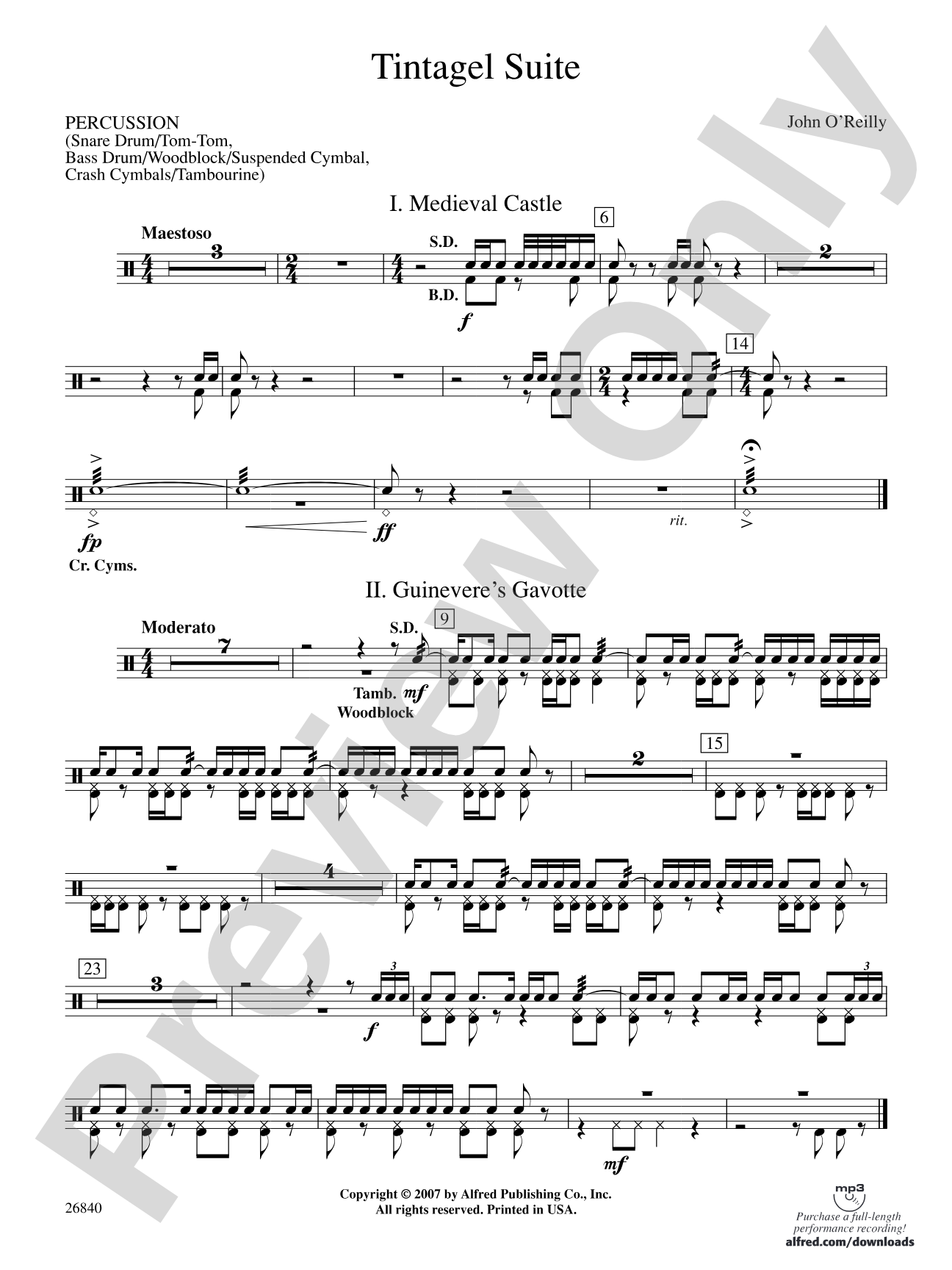 Tintagel Suite: 1st Percussion