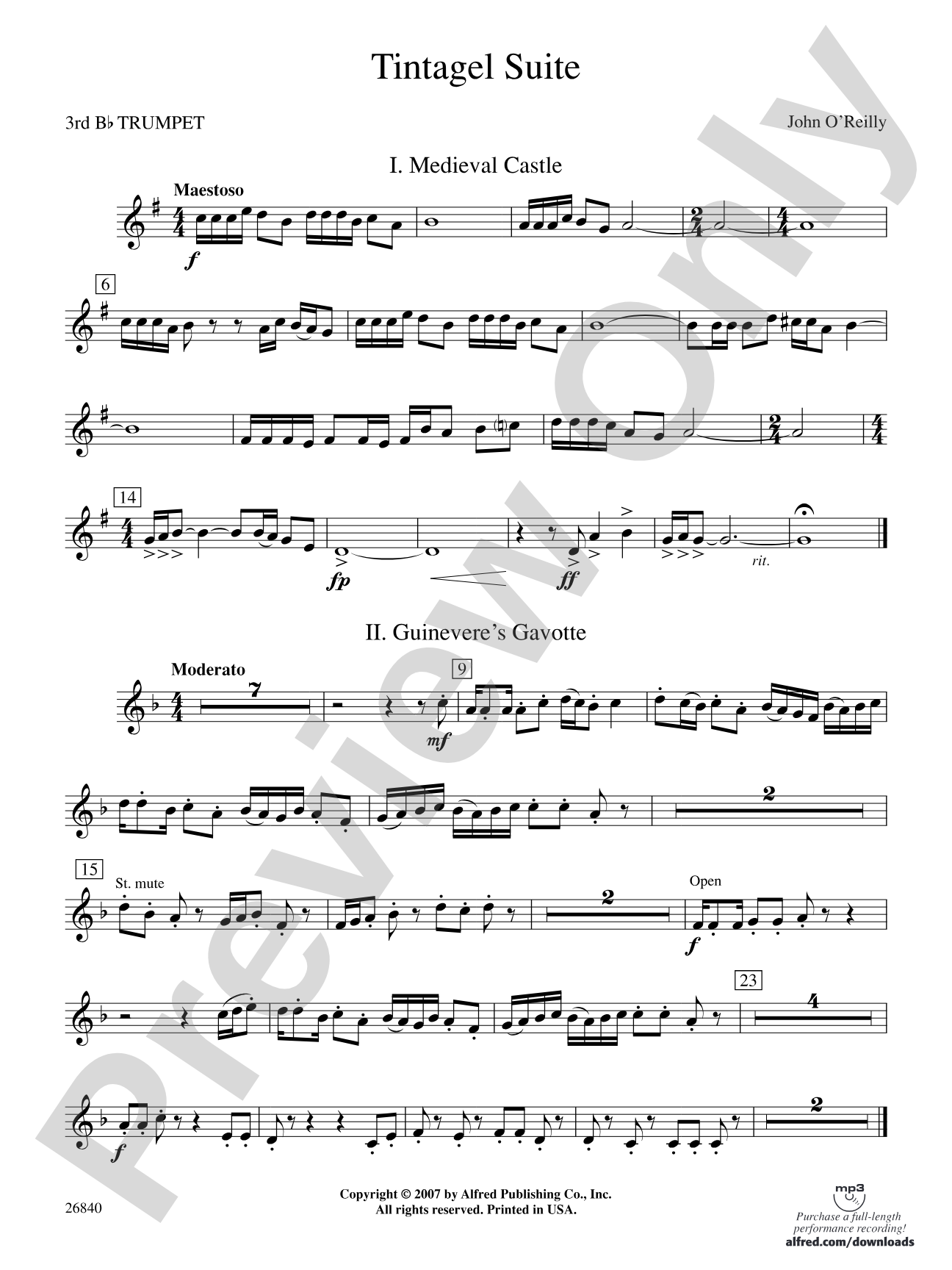 Tintagel Suite: 3rd B-flat Trumpet