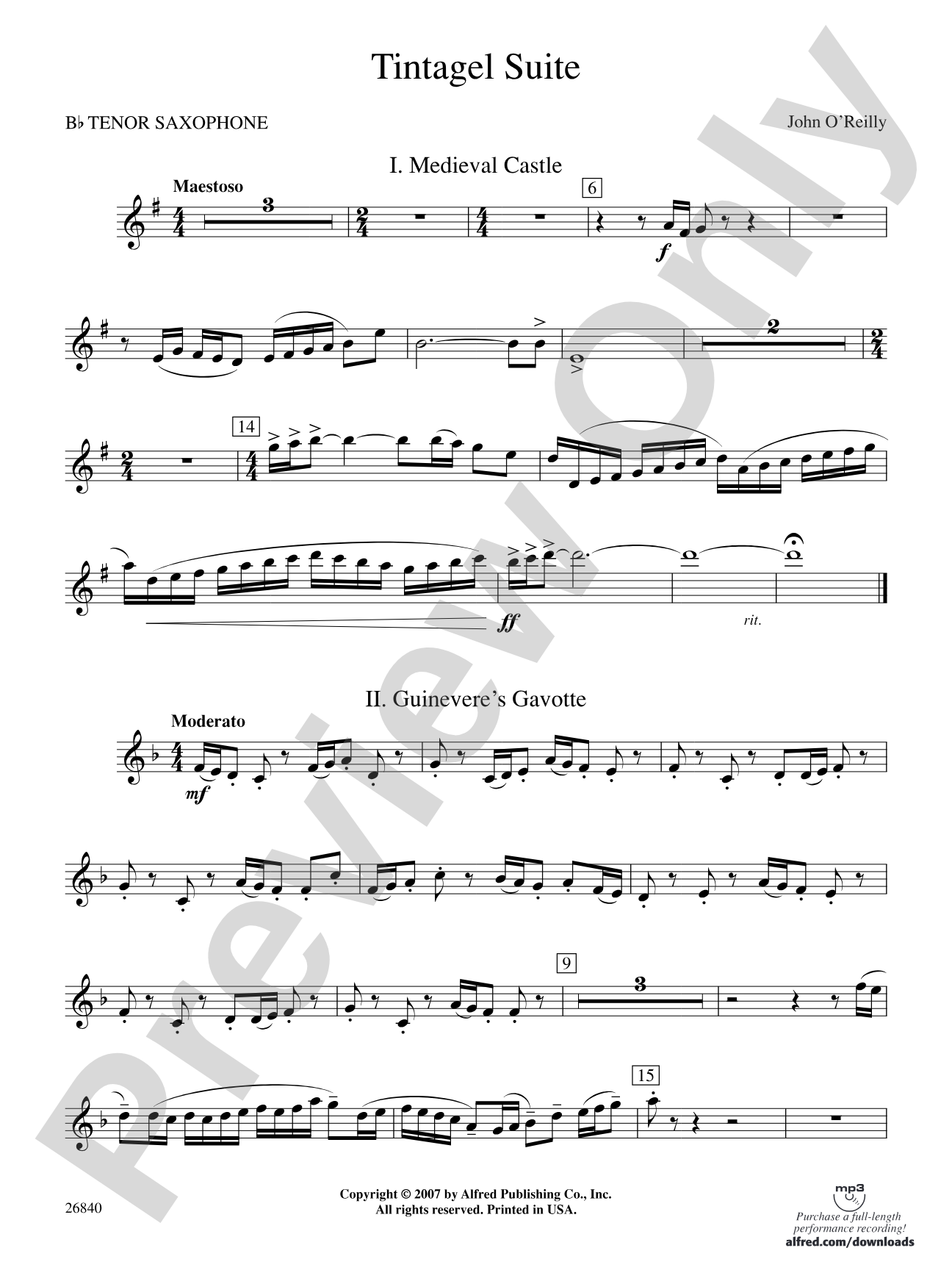 Tintagel Suite: B-flat Tenor Saxophone