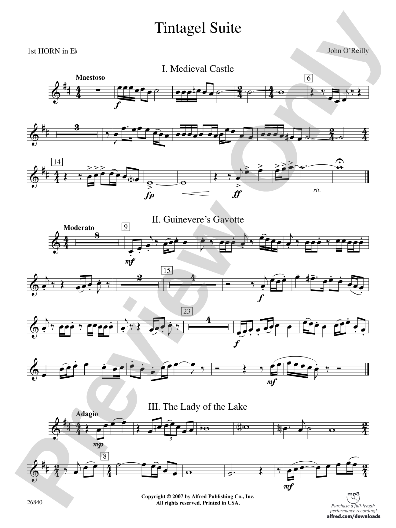 Tintagel Suite: (wp) 1st Horn in E-flat