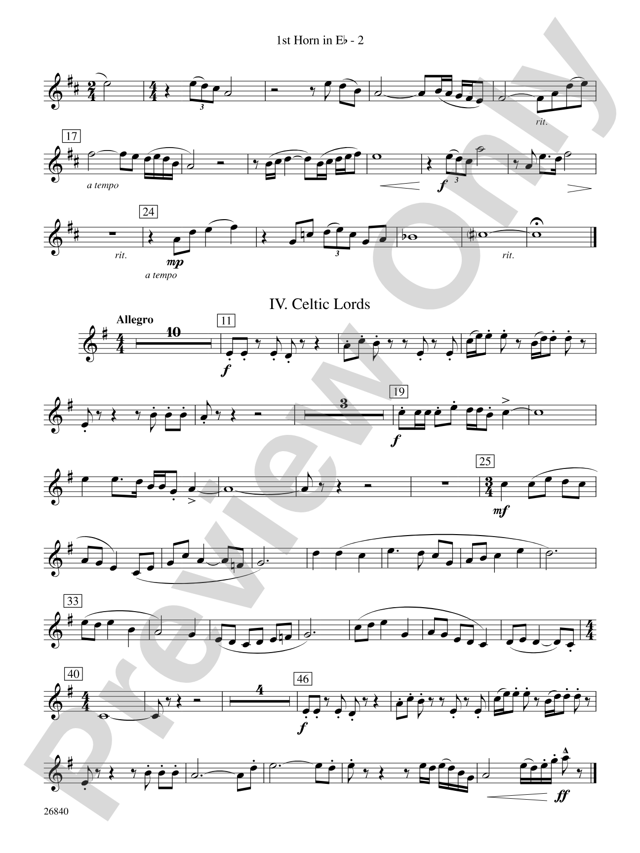 Tintagel Suite: (wp) 1st Horn in E-flat