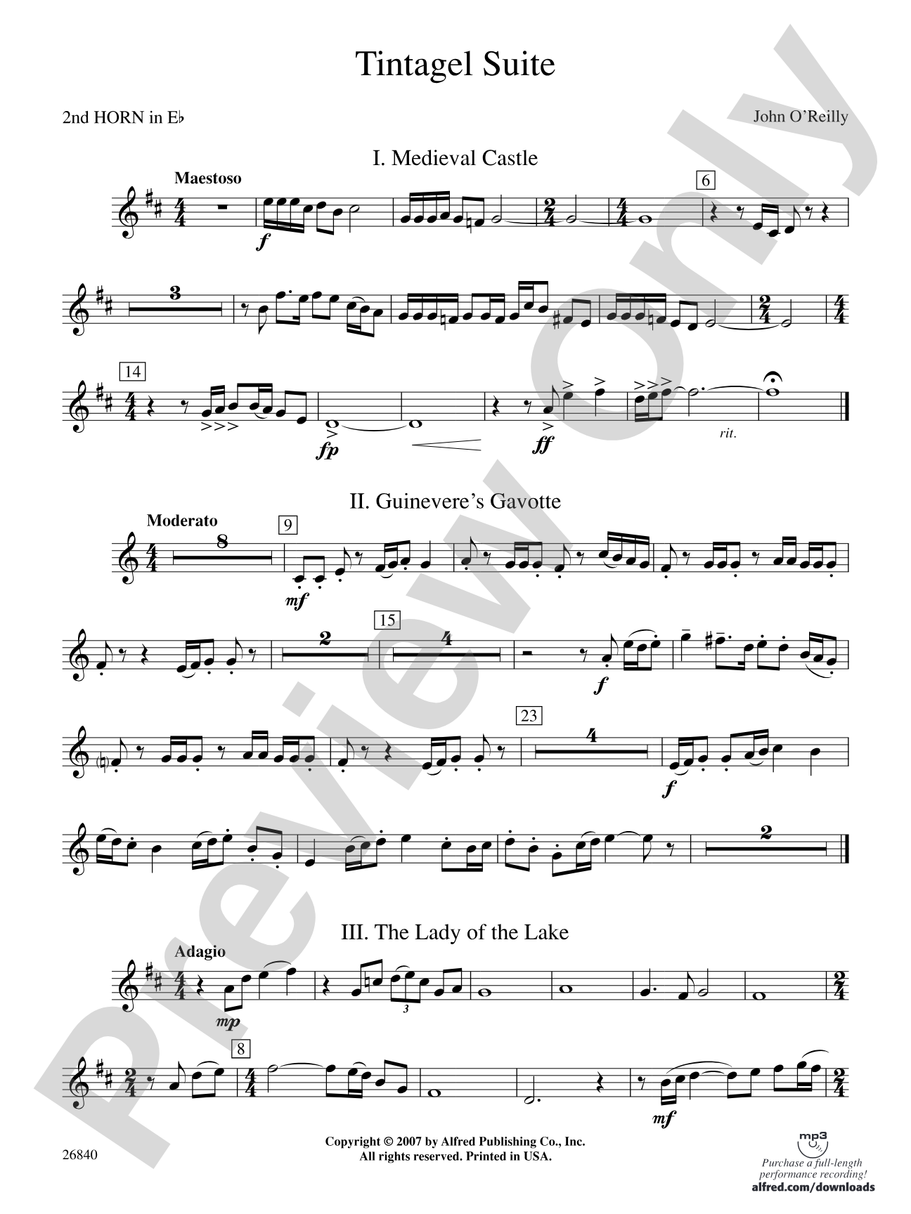 Tintagel Suite: (wp) 2nd Horn in E-flat