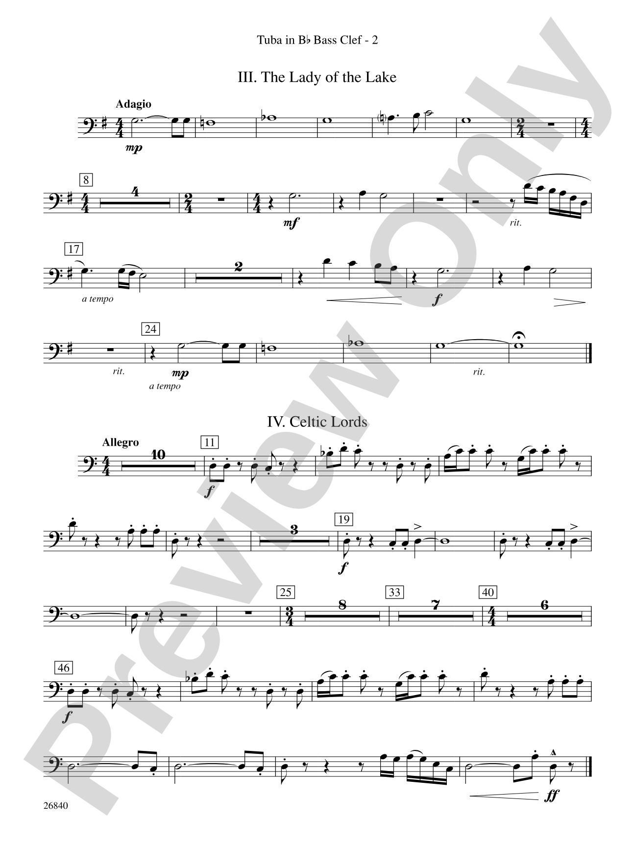 Tintagel Suite: (wp) B-flat Tuba B.C.