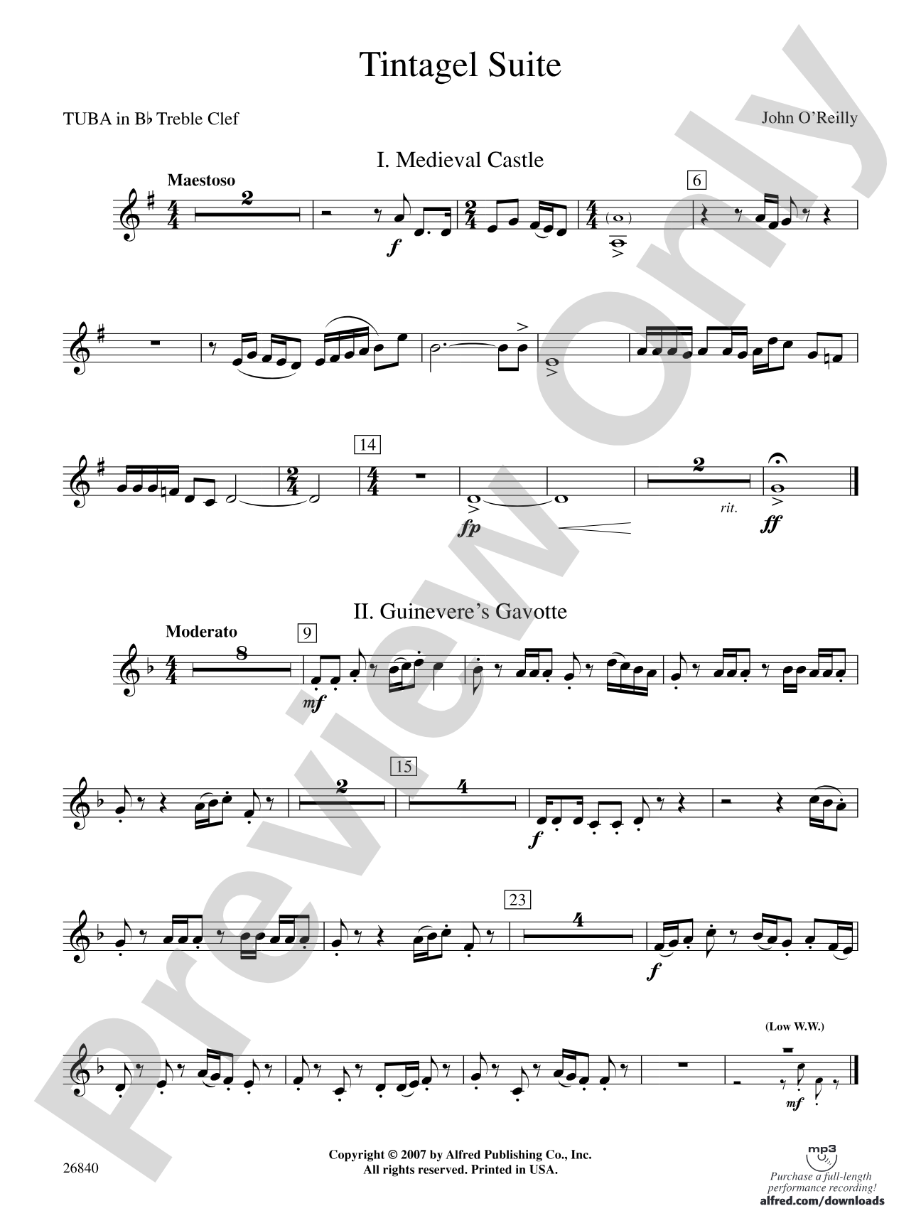 Tintagel Suite: (wp) B-flat Tuba T.C.