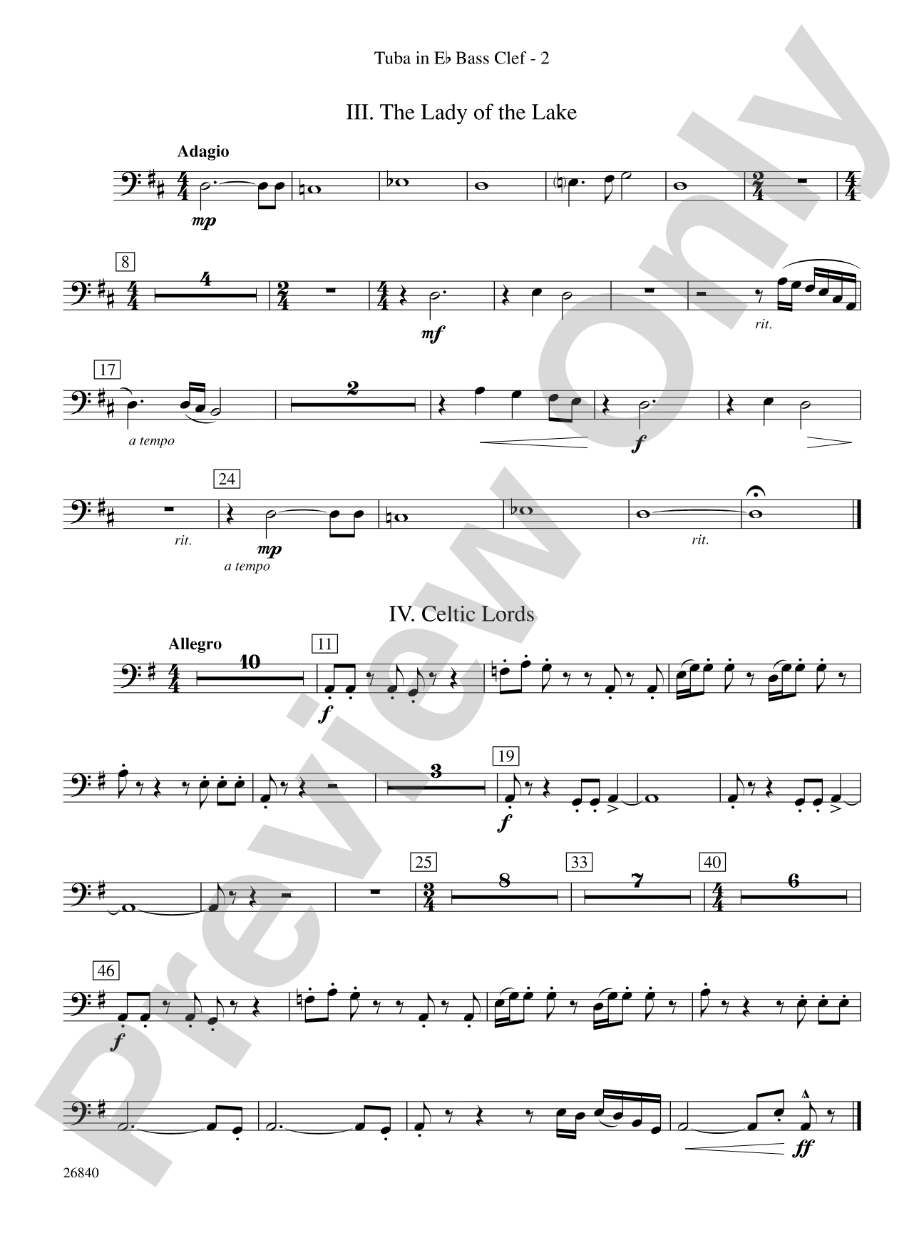 Tintagel Suite: (wp) E-flat Tuba B.C.