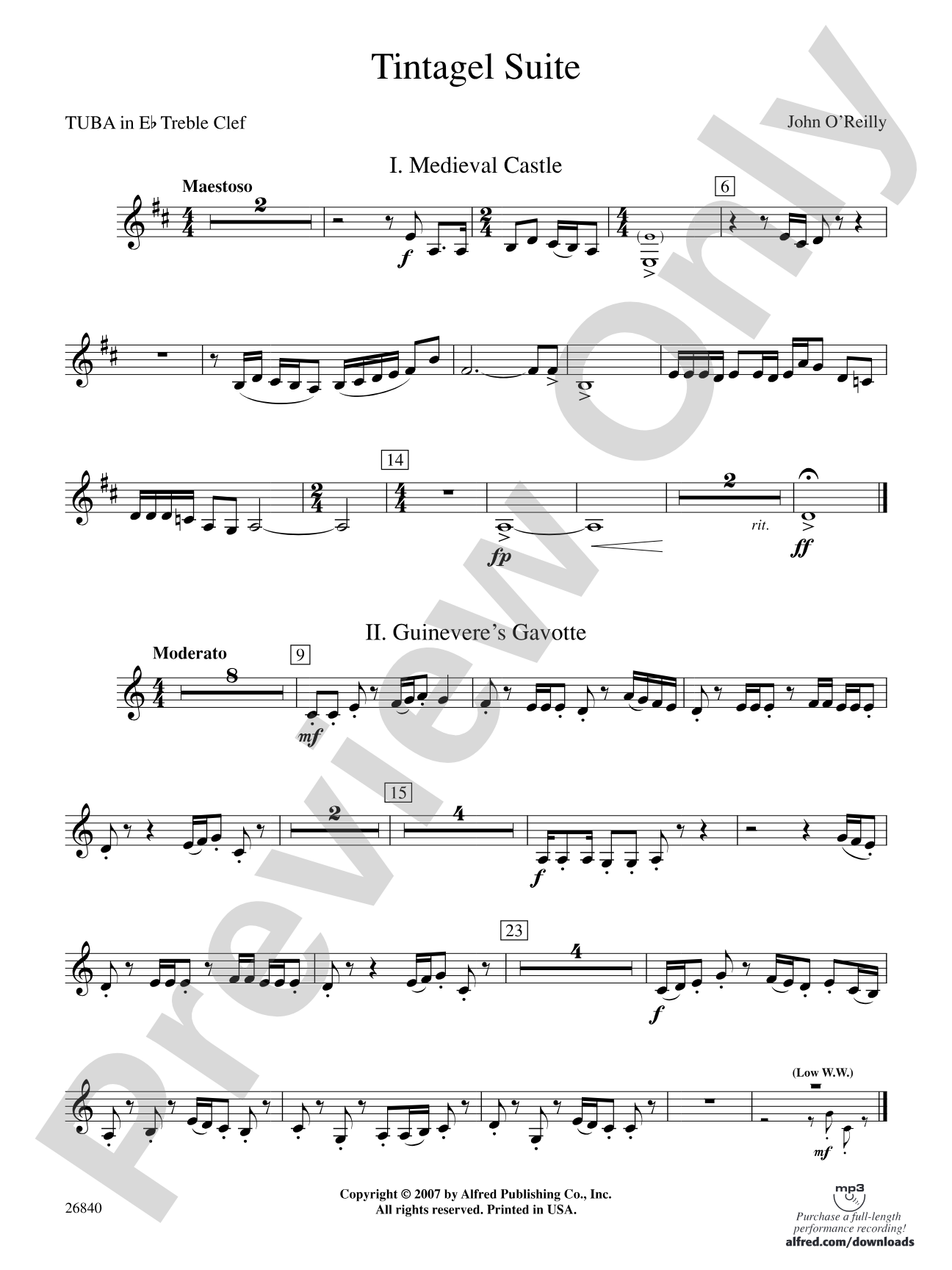 Tintagel Suite: (wp) E-flat Tuba T.C.