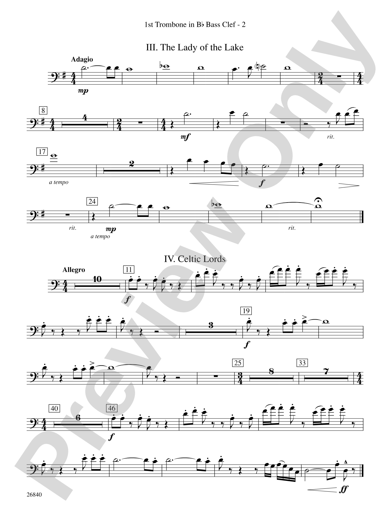 Tintagel Suite: (wp) 1st B-flat Trombone B.C.
