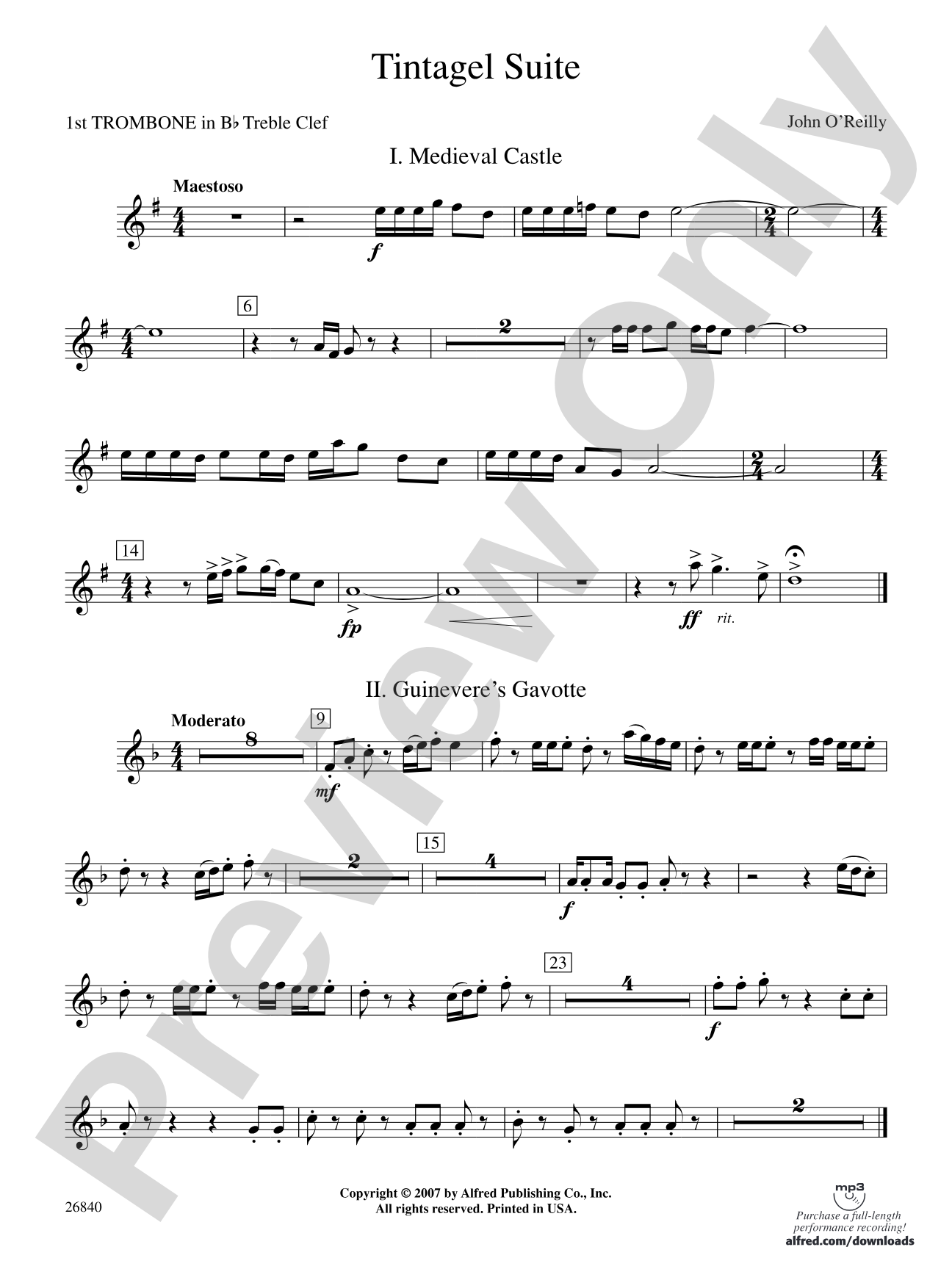 Tintagel Suite: (wp) 1st B-flat Trombone T.C.