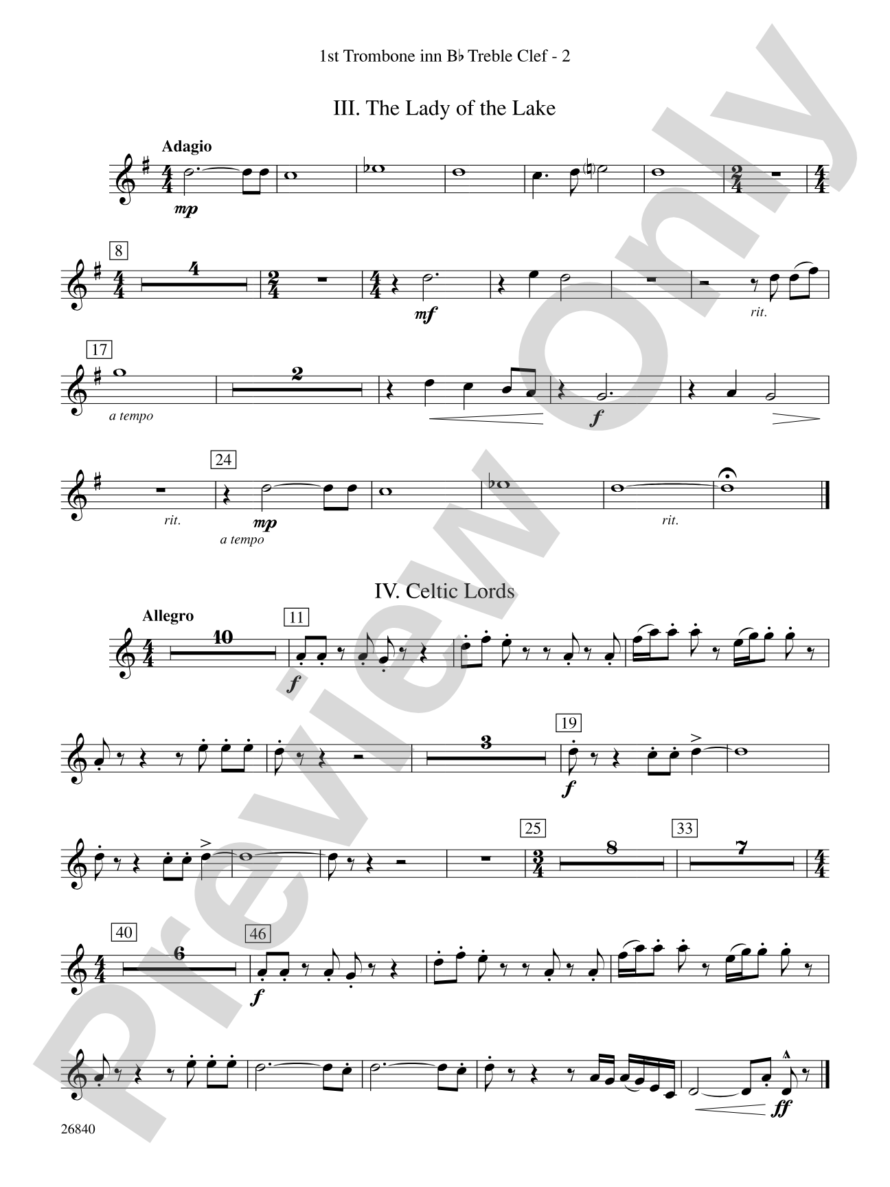 Tintagel Suite: (wp) 1st B-flat Trombone T.C.